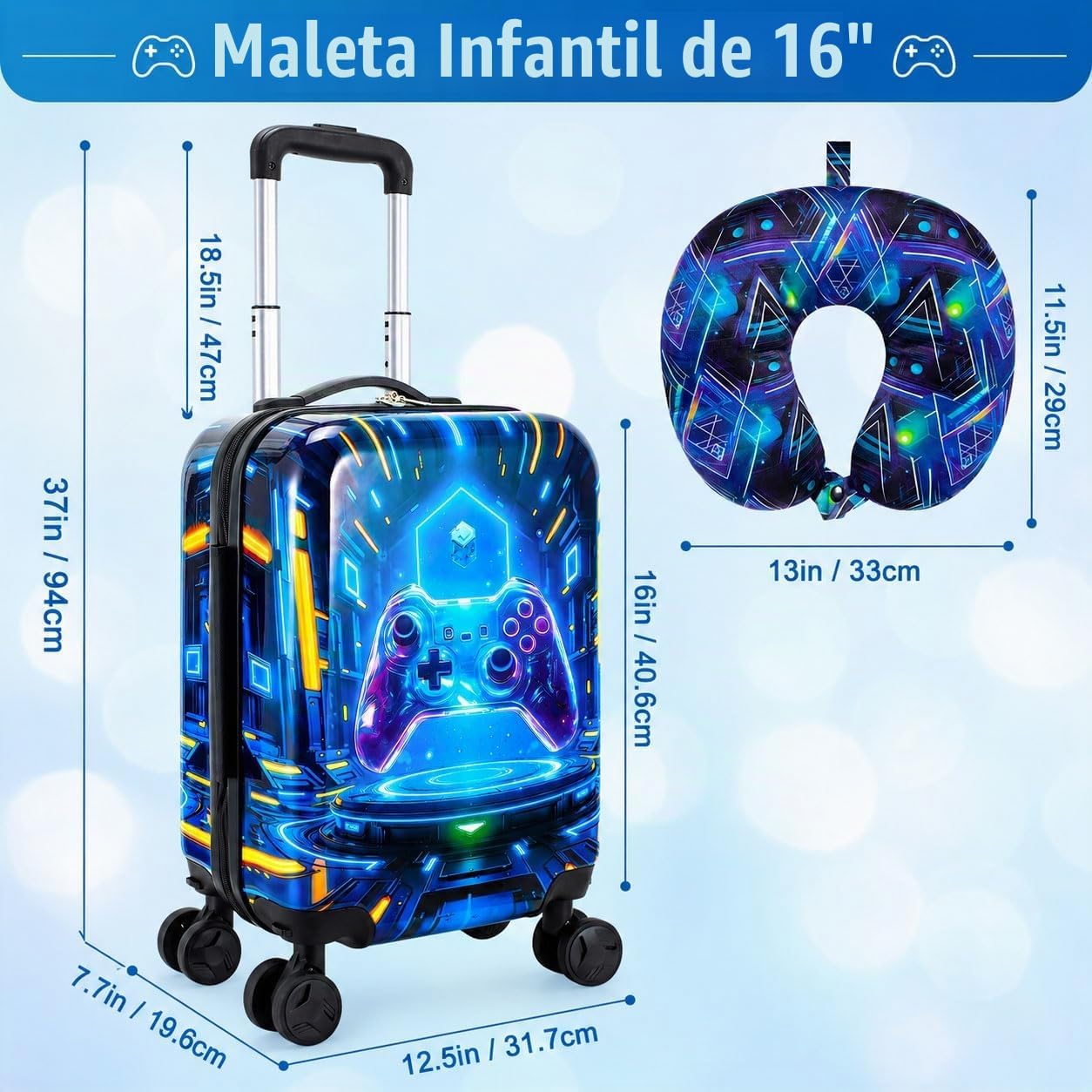 Juego de equipaje de mano ligero para niños, 2 piezas con ruedas, m...