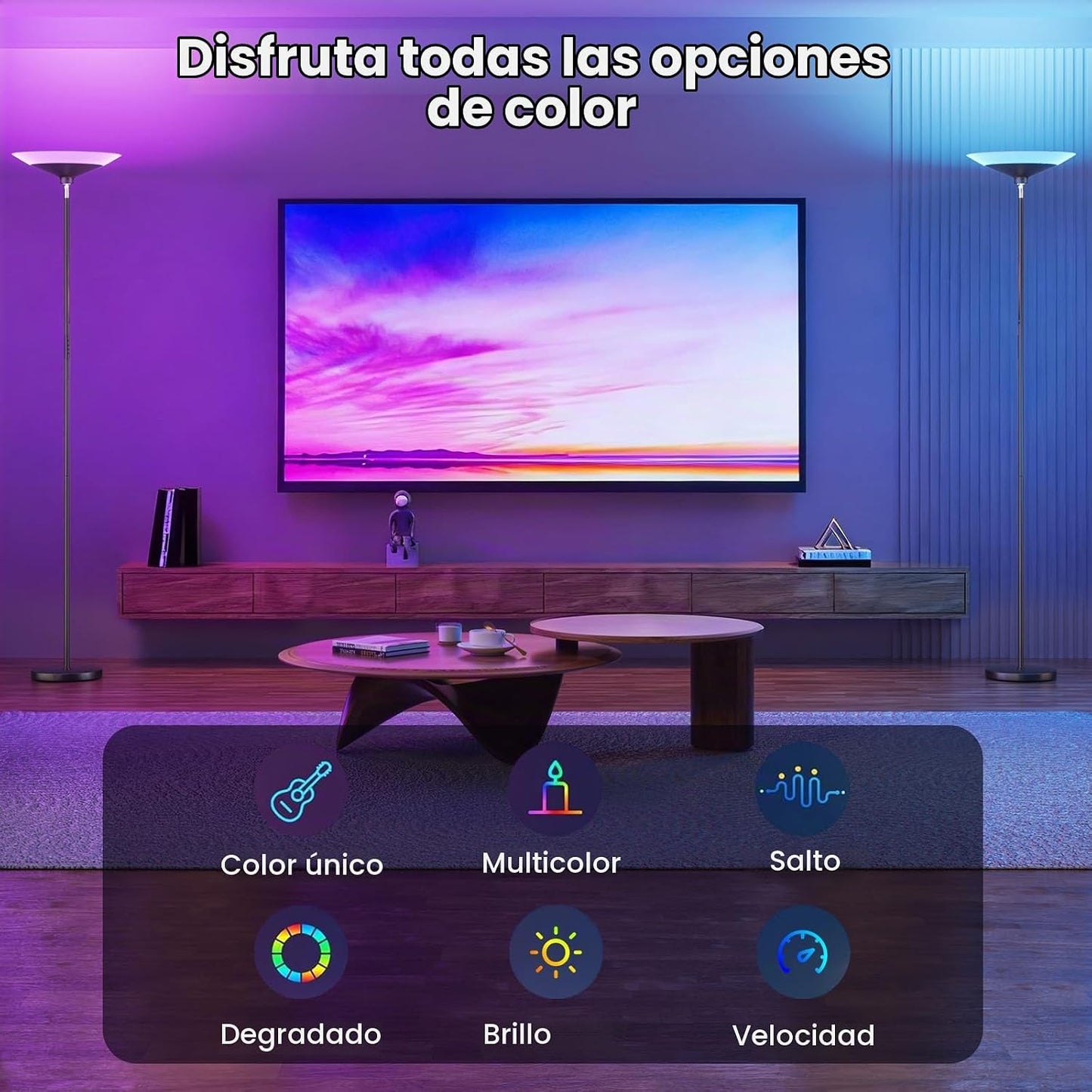 Lámpara de pie SIBRILLE RGB Torchiere - Lámpara de pie regulable LE...