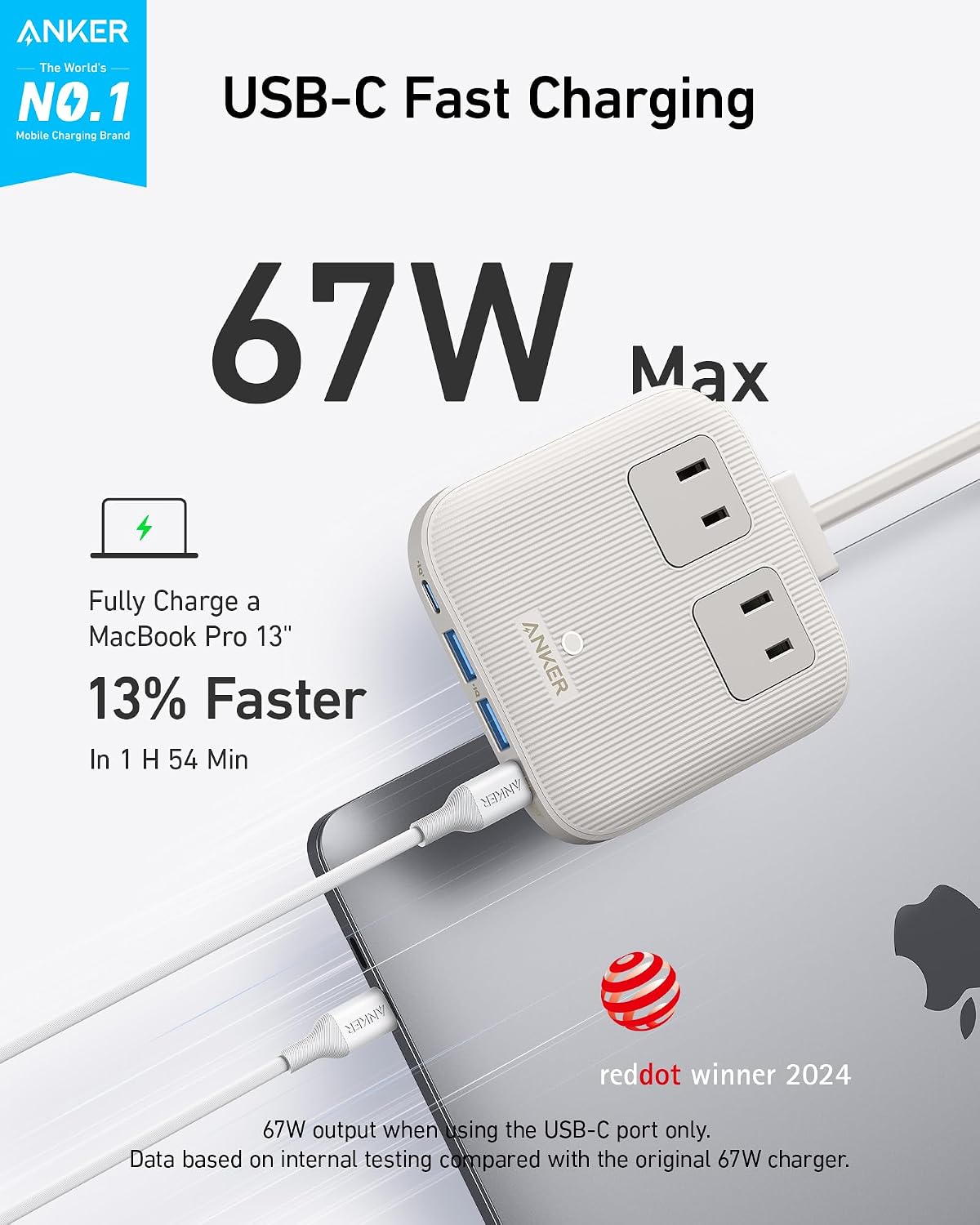 Anker - Tira de alimentación de viaje, Anker Nano 67 W Max 6 en 1 U...