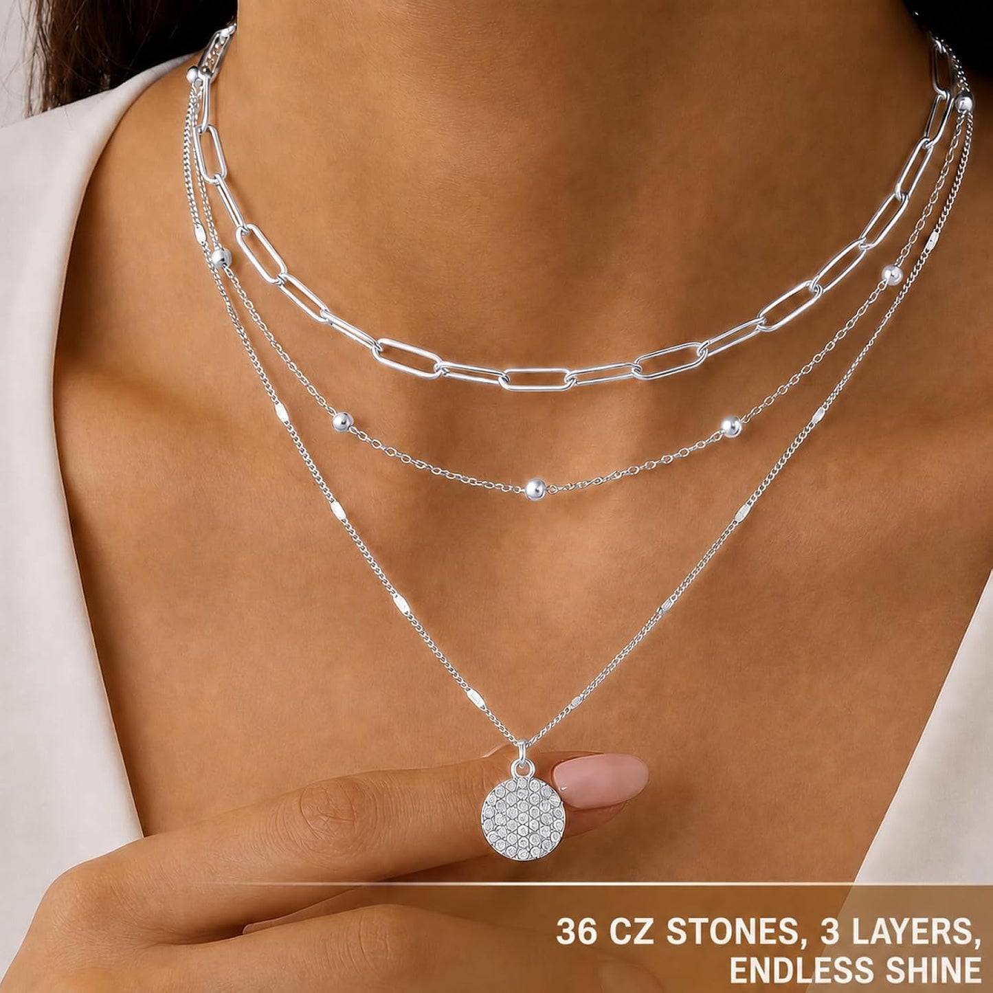 VYTOSA Collares en capas para mujer, juego de collar de oro platead...