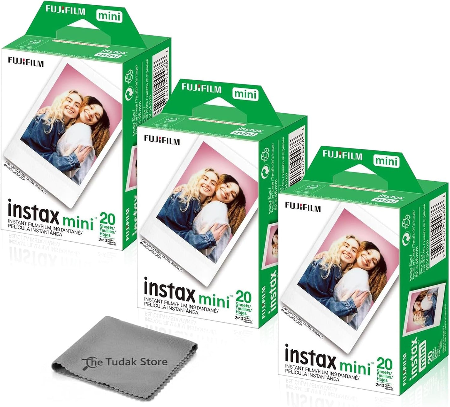 Fujifilm Instax Mini película instantánea, 60 hojas, luz diurna bla...