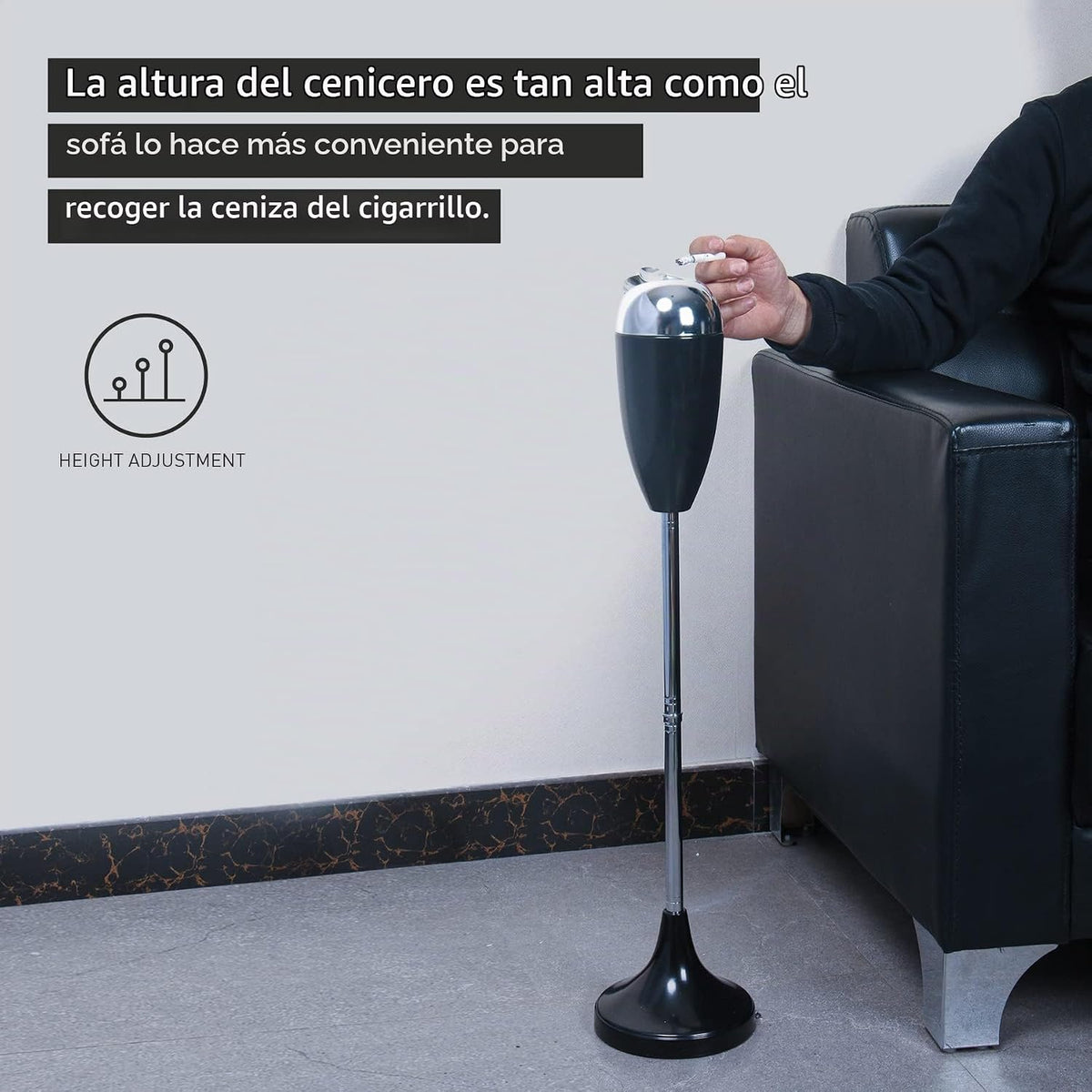 Anfrere Cenicero de pedestal ajustable sin humo a prueba de viento...