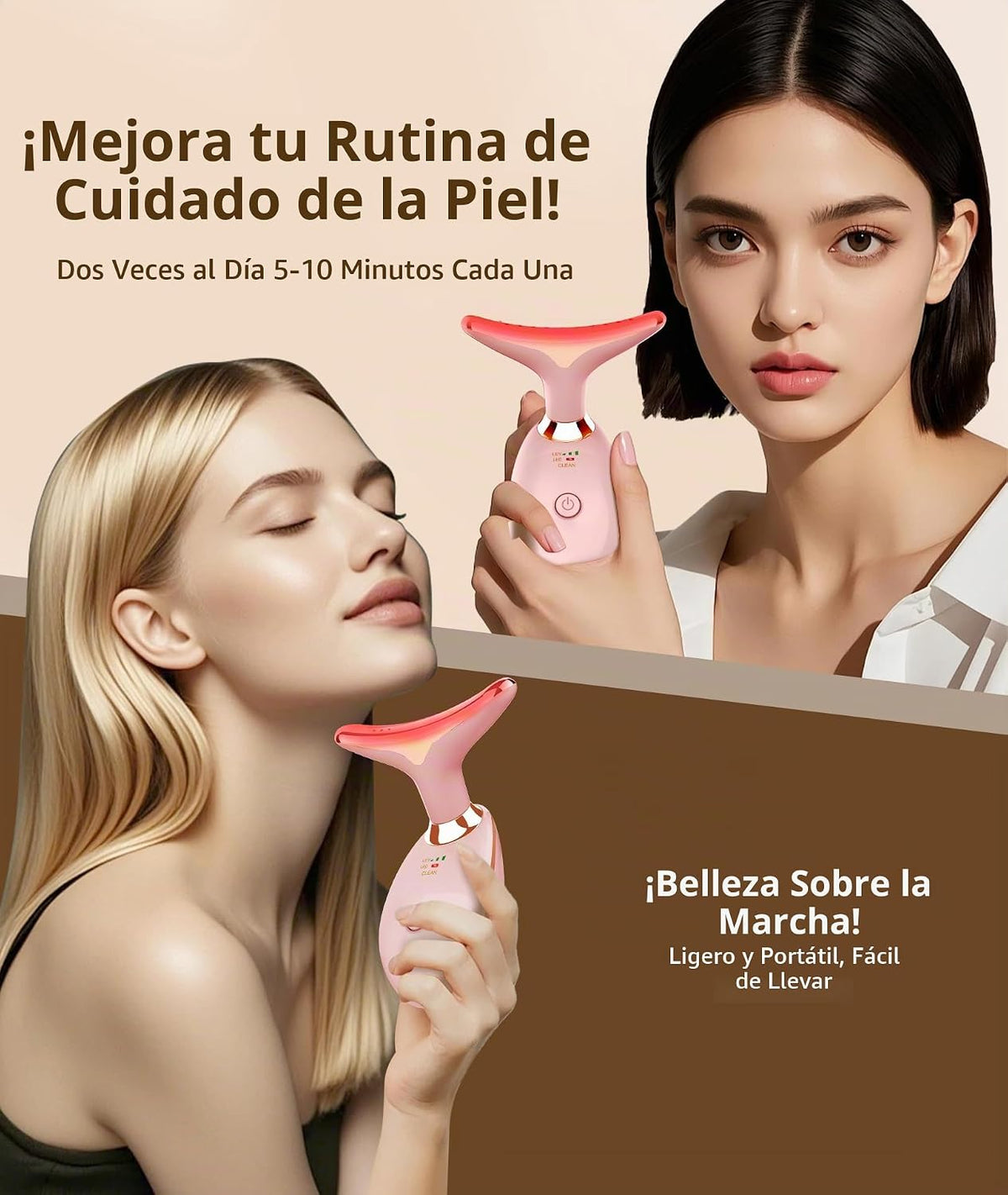Jobazok Terapia de luz roja para cara y cuello, herramienta de masa...