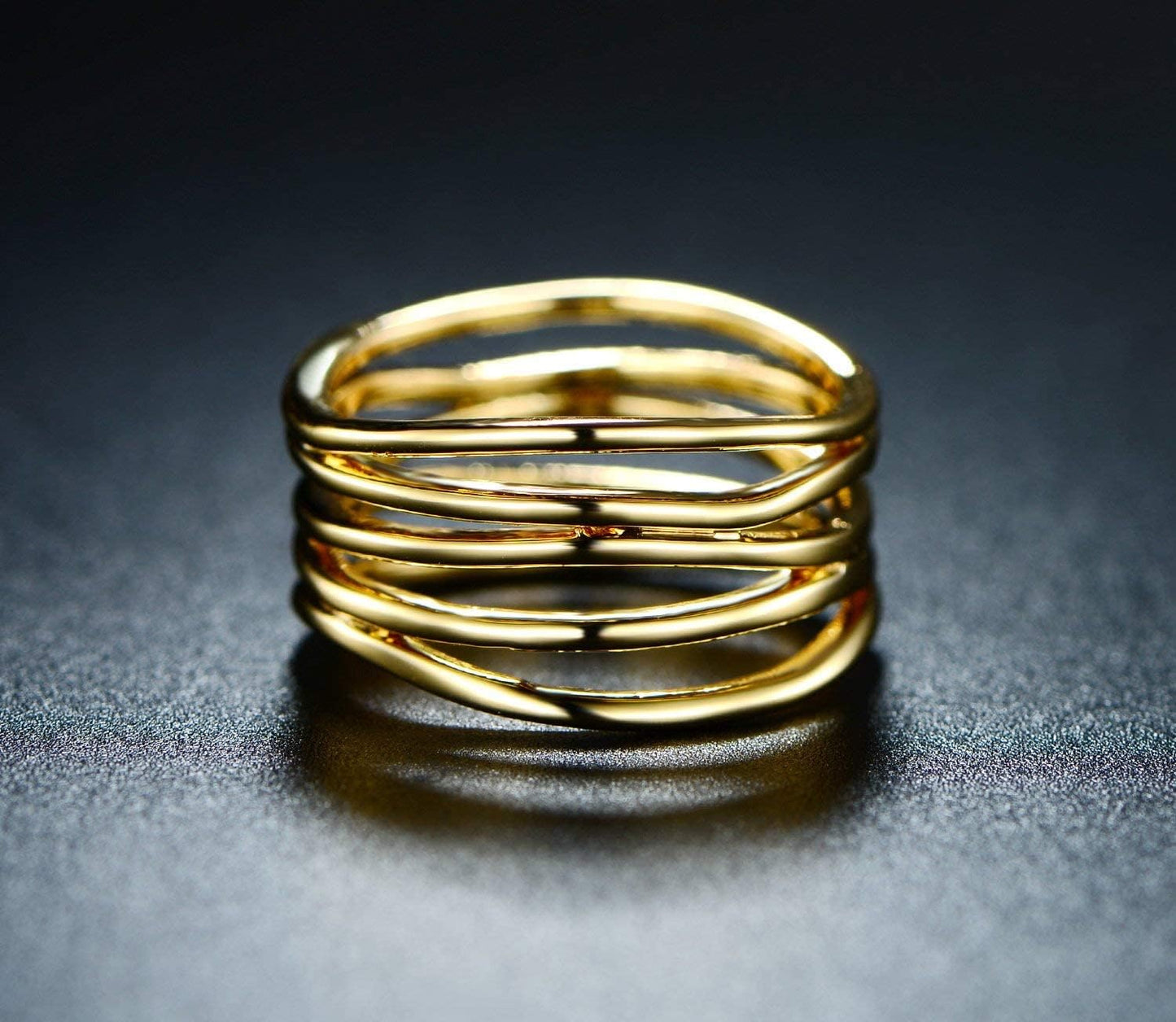 Barzel Anillo de declaración chapado en oro de 18 quilates para muj...