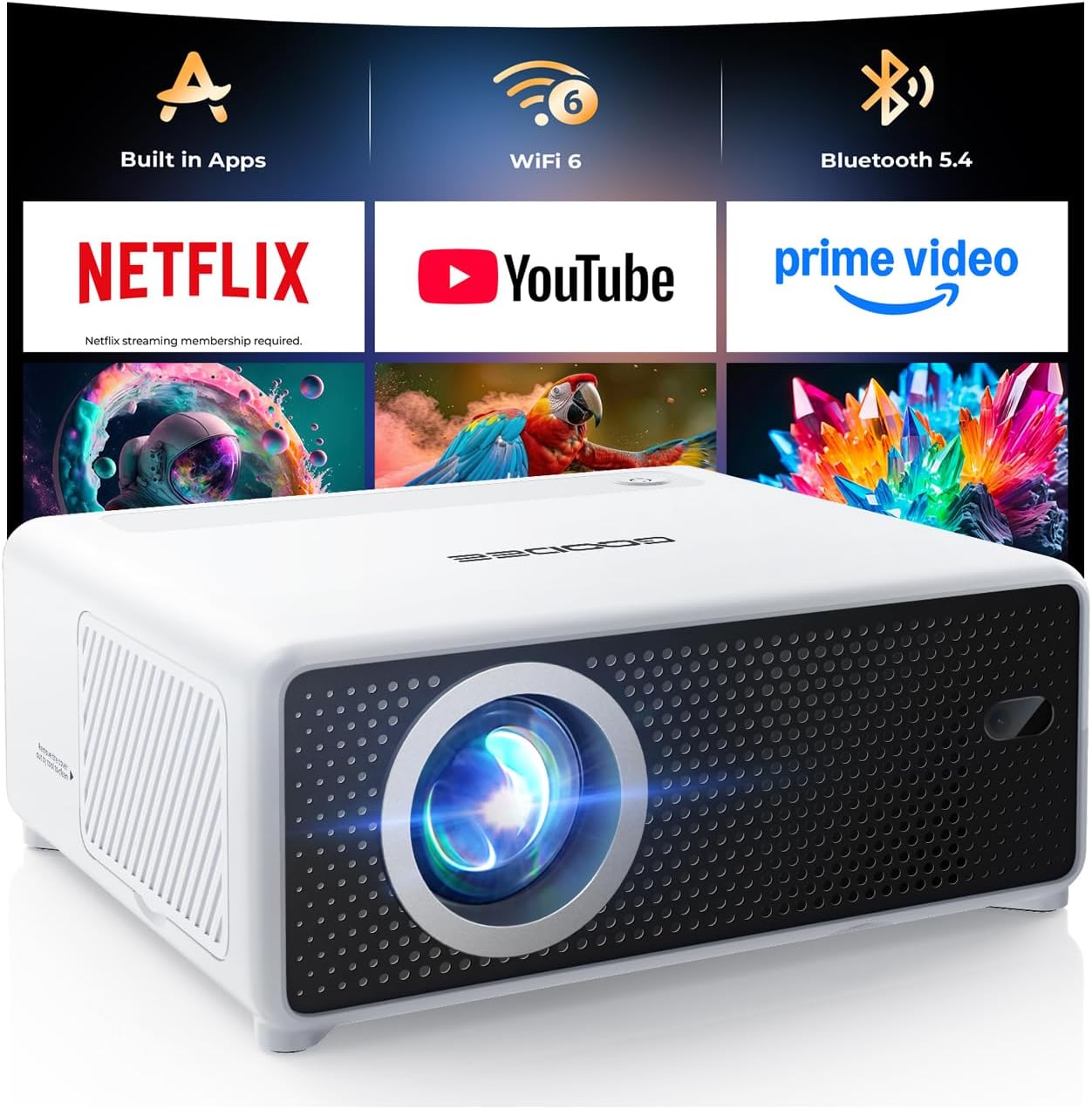 GOODEE Mini proyector con WiFi y Bluetooth - Aplicaciones integrada...