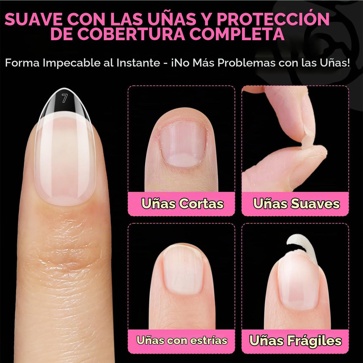 UNA GELLA Puntas de uñas cortas de almendra: 504 PCS uñas postizas...