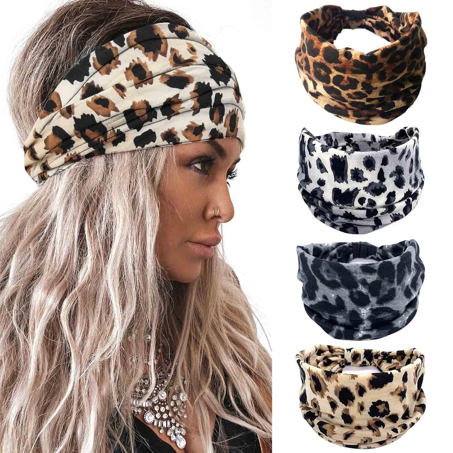 Acenail Diademas anchas para mujer, turbante anudadas, elásticas an...