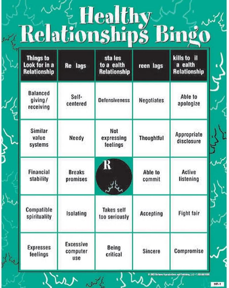 Bingo de relaciones saludables para adultos