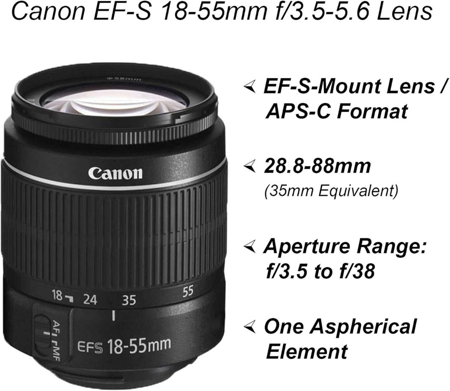 Canon EOS 2000D \/ Rebel T7 Cámara DSLR con lente EF-S 18-55mm + ta...