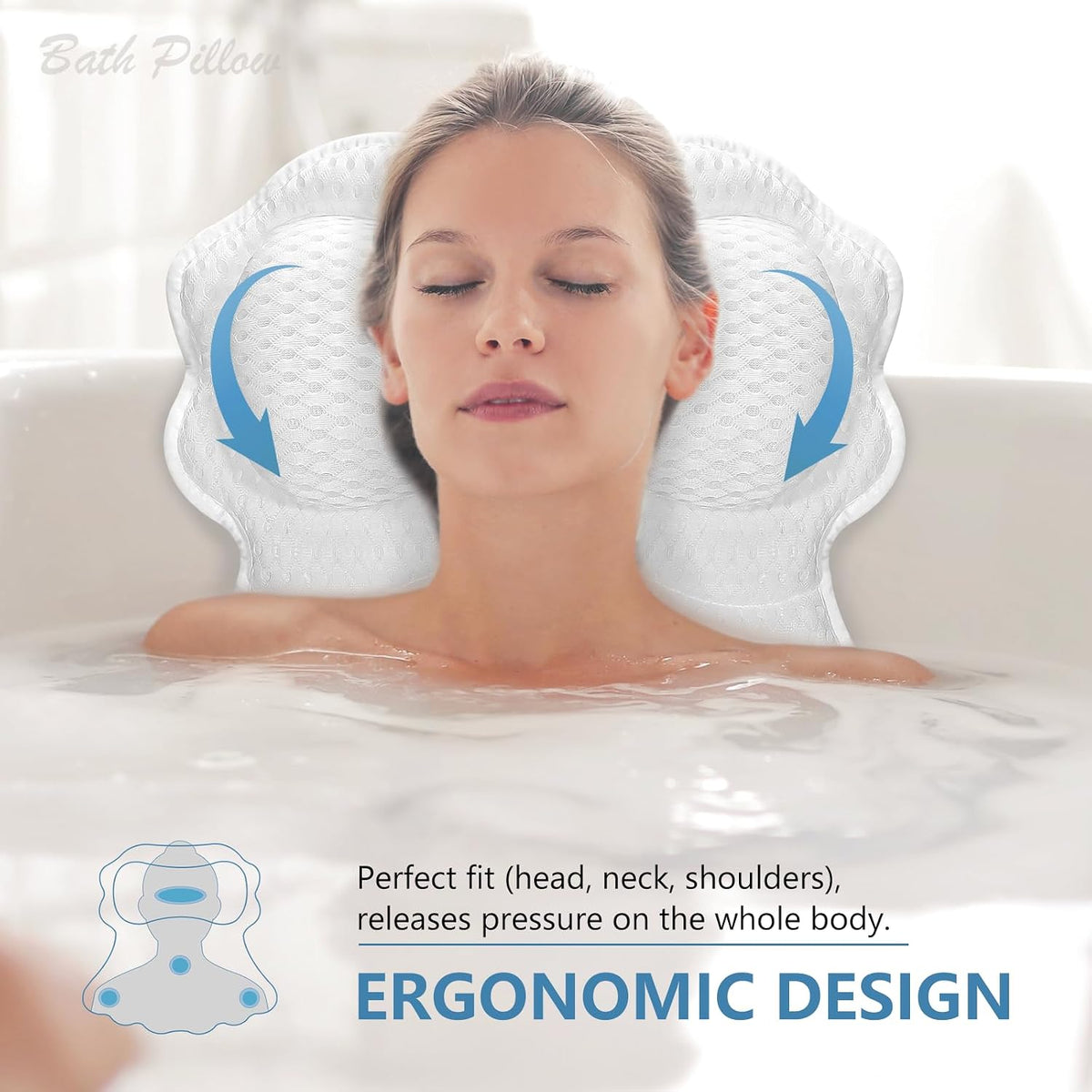 Almohada de baño SetSail, almohadas relajantes para tina con soport...