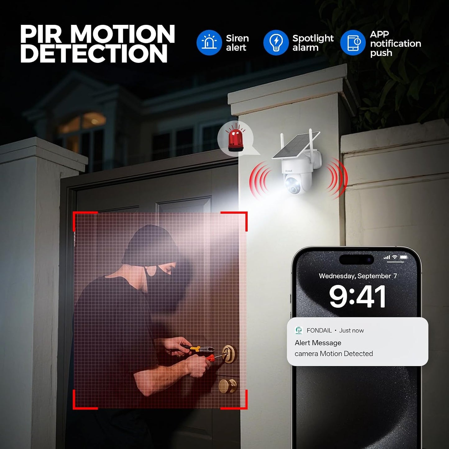 LITYMOL Cámaras de seguridad de 2K con vista de 360° inalámbricas p...