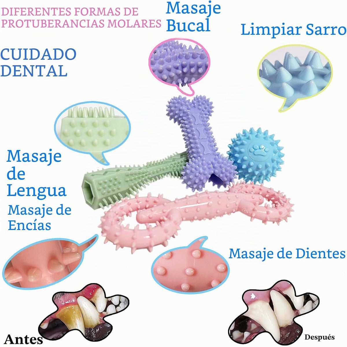 Paquete de 4 juguetes para cachorros de 2 a 8 meses, juguete mastic...