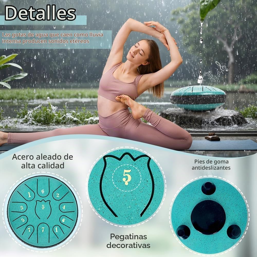 Tambor de lengua de acero de 6 pulgadas, 11 notas, tambor de lluvia...
