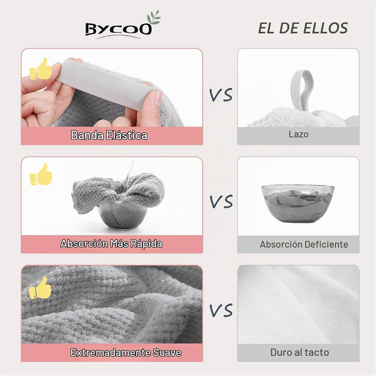 BYCOO Toalla Grande de Microfibra para Envolver el Cabello para Muj...