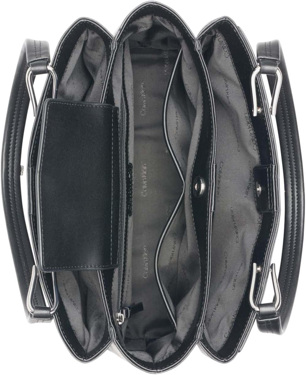 Calvin Klein Clove - Bolso tote con solapa y triple compartimento p...