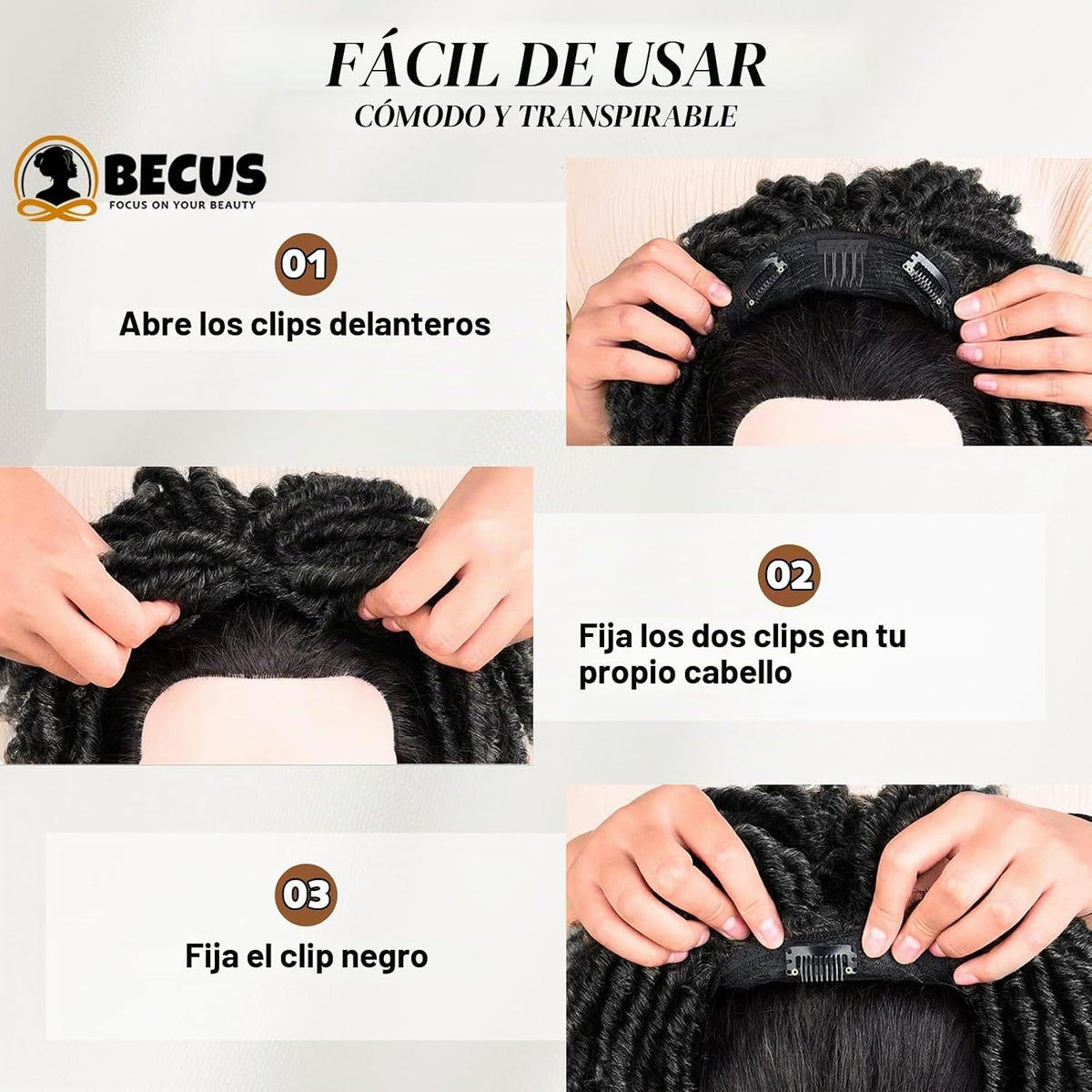 BECUS - Cubrepelo de rastas para hombre, trenzas sintéticas trenzad...