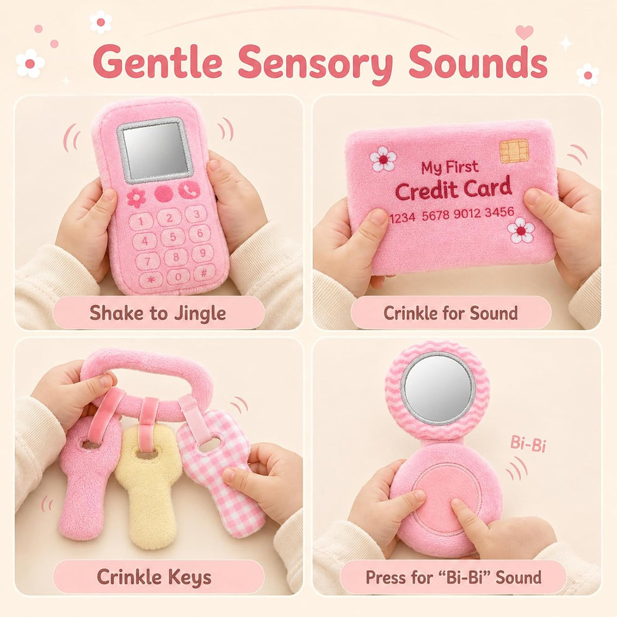 My First Baby - Bolso de peluche sensorial de 5 piezas, regalo para...