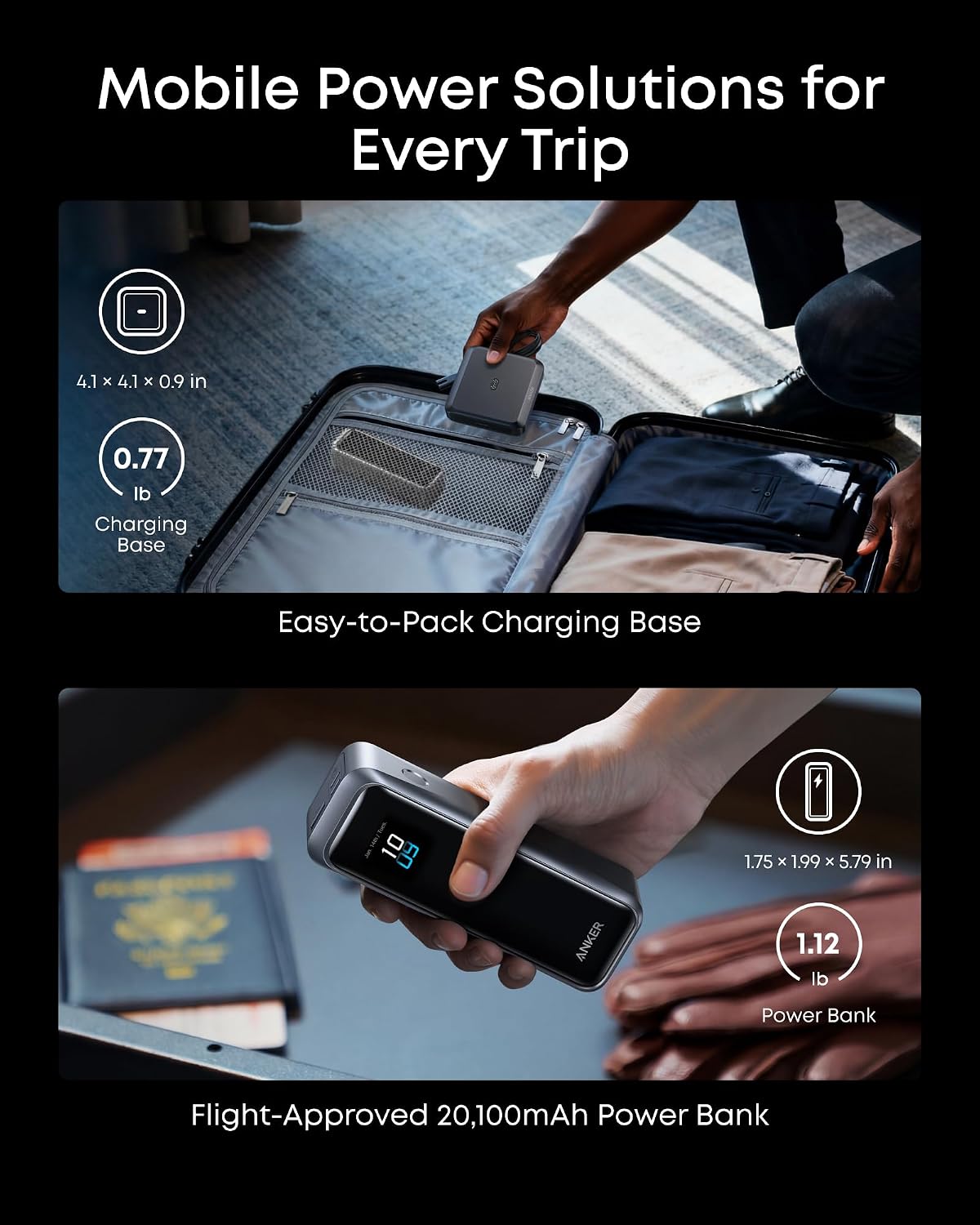 Anker Prime Power Bank y Base de Carga, Cargador Portátil de 20,100...