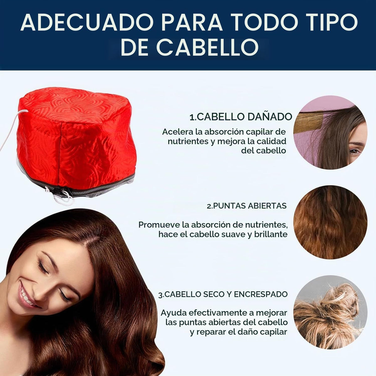 Gorra de vapor eléctrica para el cabello con control de temperatura...