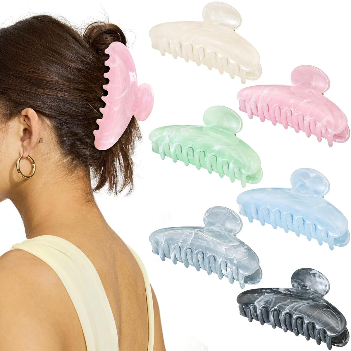 Paquete de 6 pinzas para el cabello para mujer, garras antideslizan...