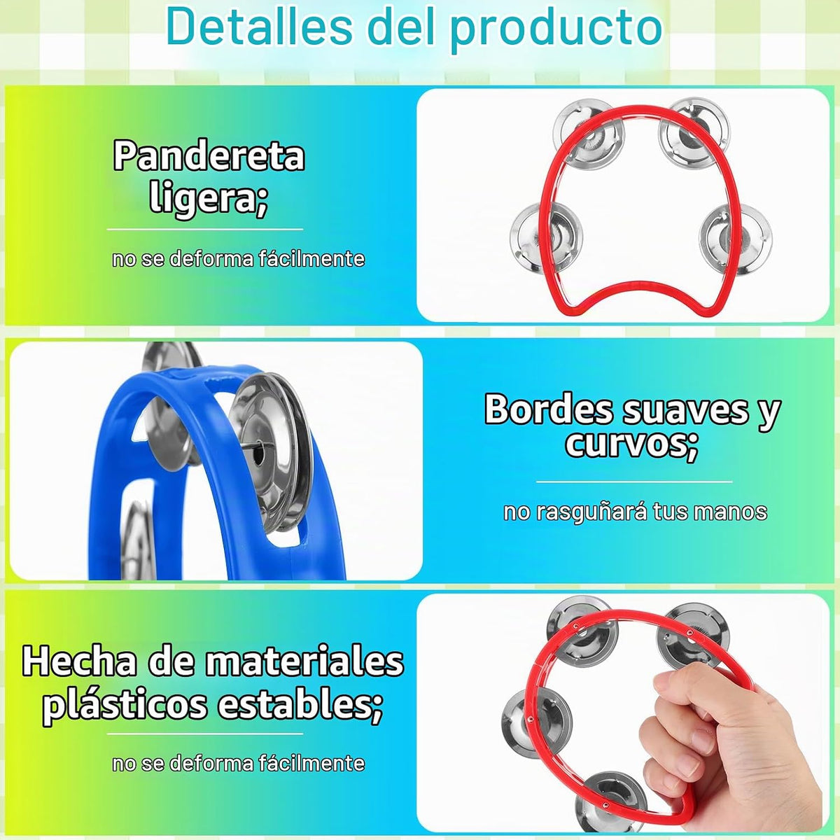 Yeshone Paquete de 30 Panderetas para Niños Adultos Tamborines Inst...
