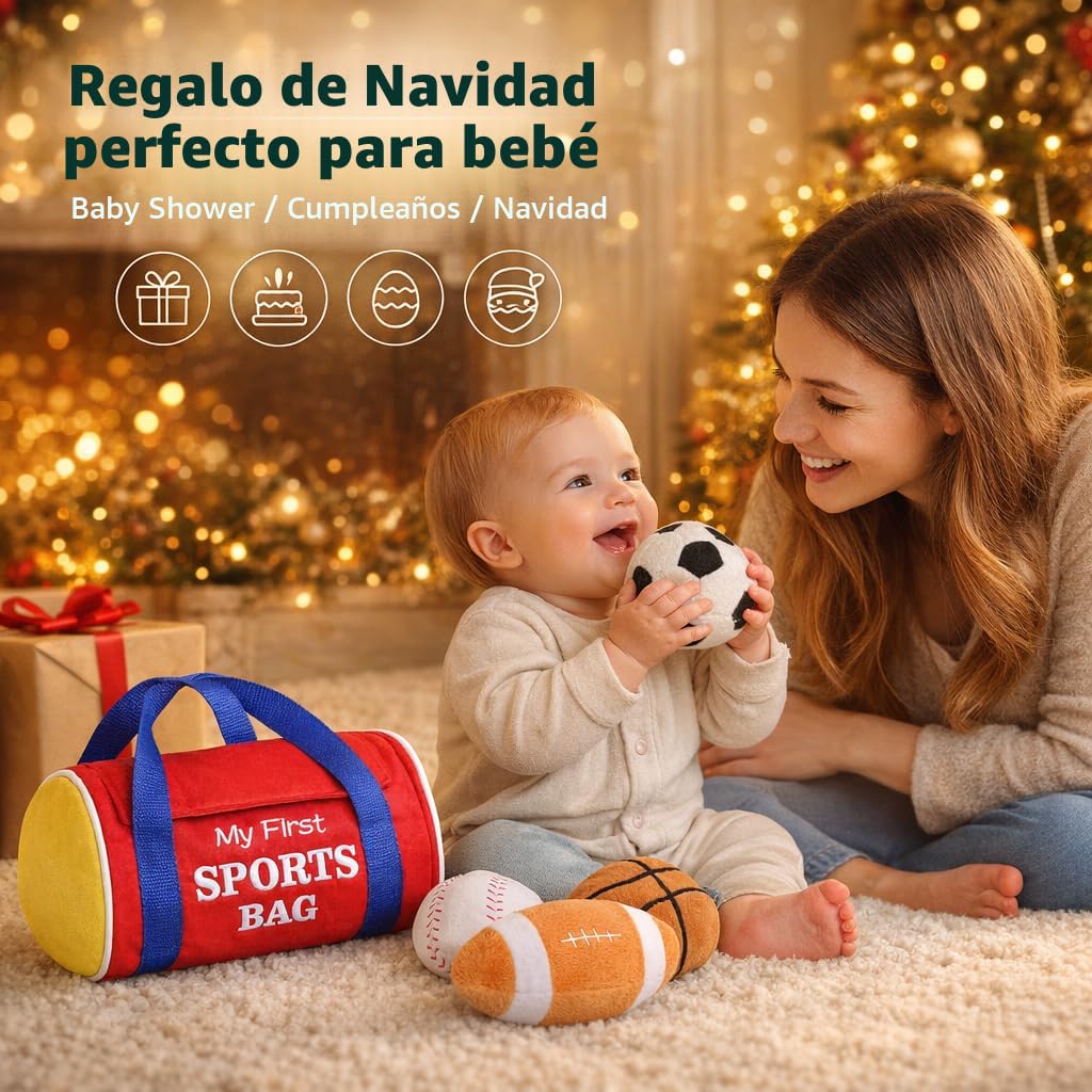 My First Sports Bag Baby Toys Juego de pelotas sensoriales de felpa...