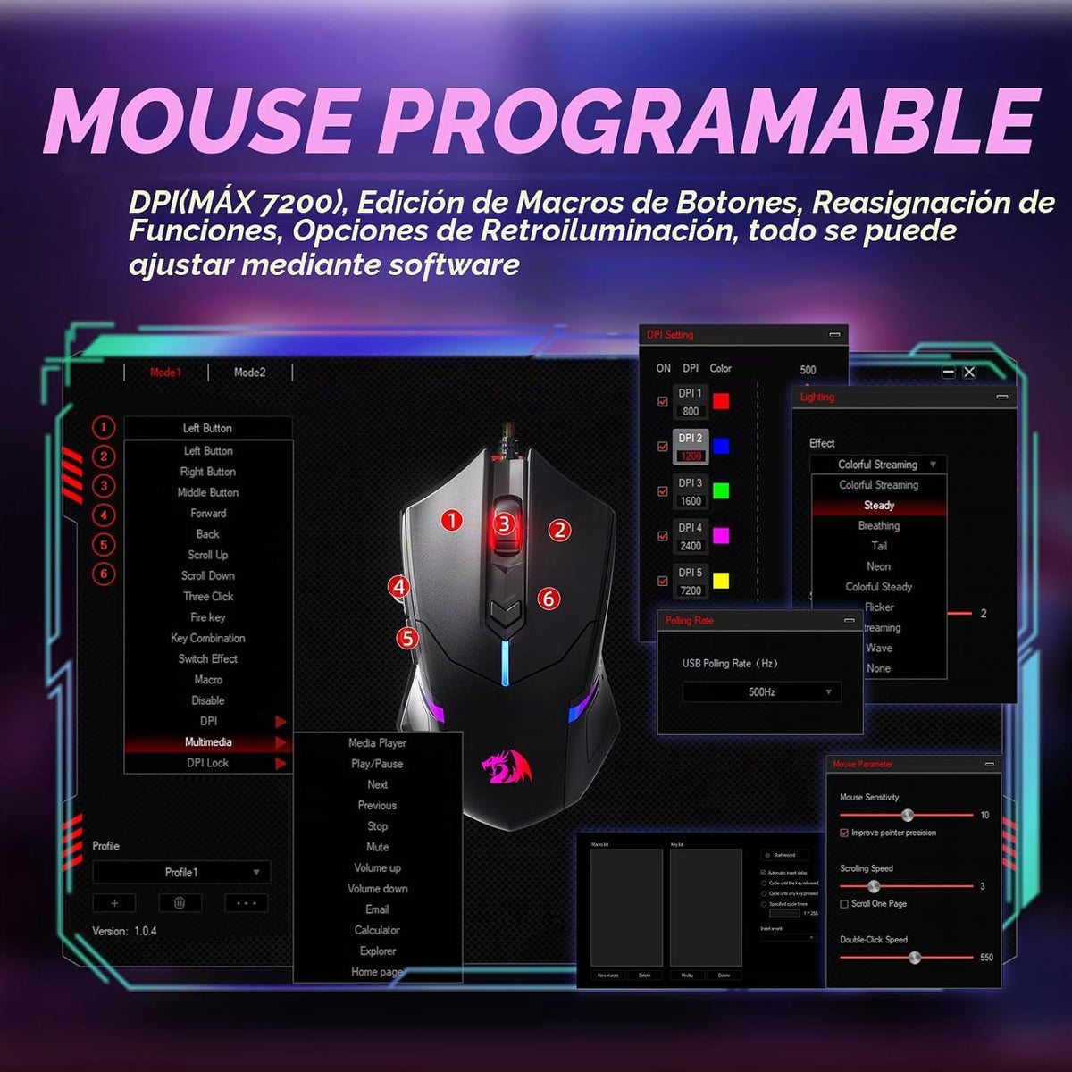 Redragon Teclado y Ratón Gaming Programables Actualizados, Teclado...