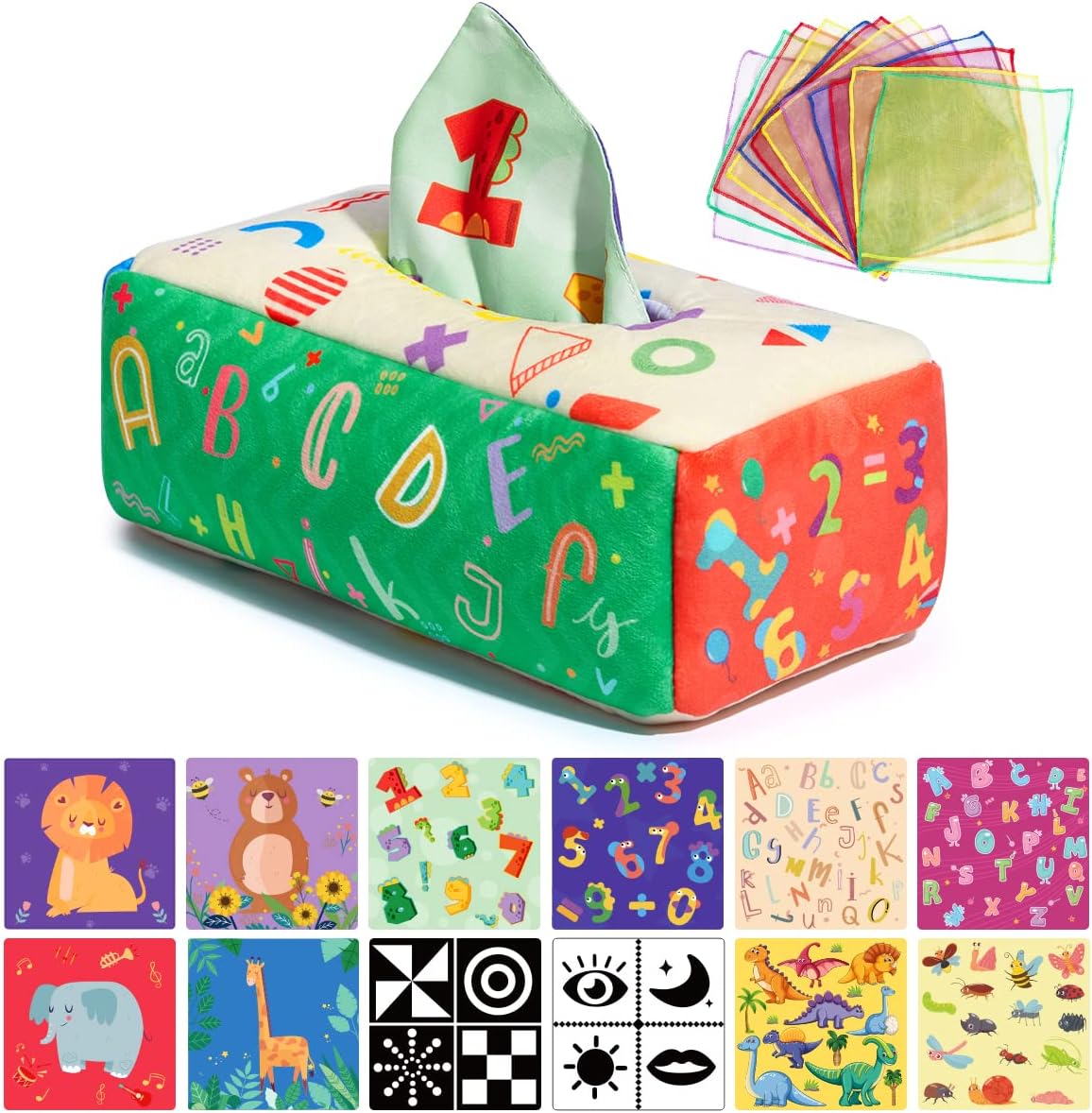 URMYWO Caja de pañuelos para bebé, juguetes Montessori para bebés d...