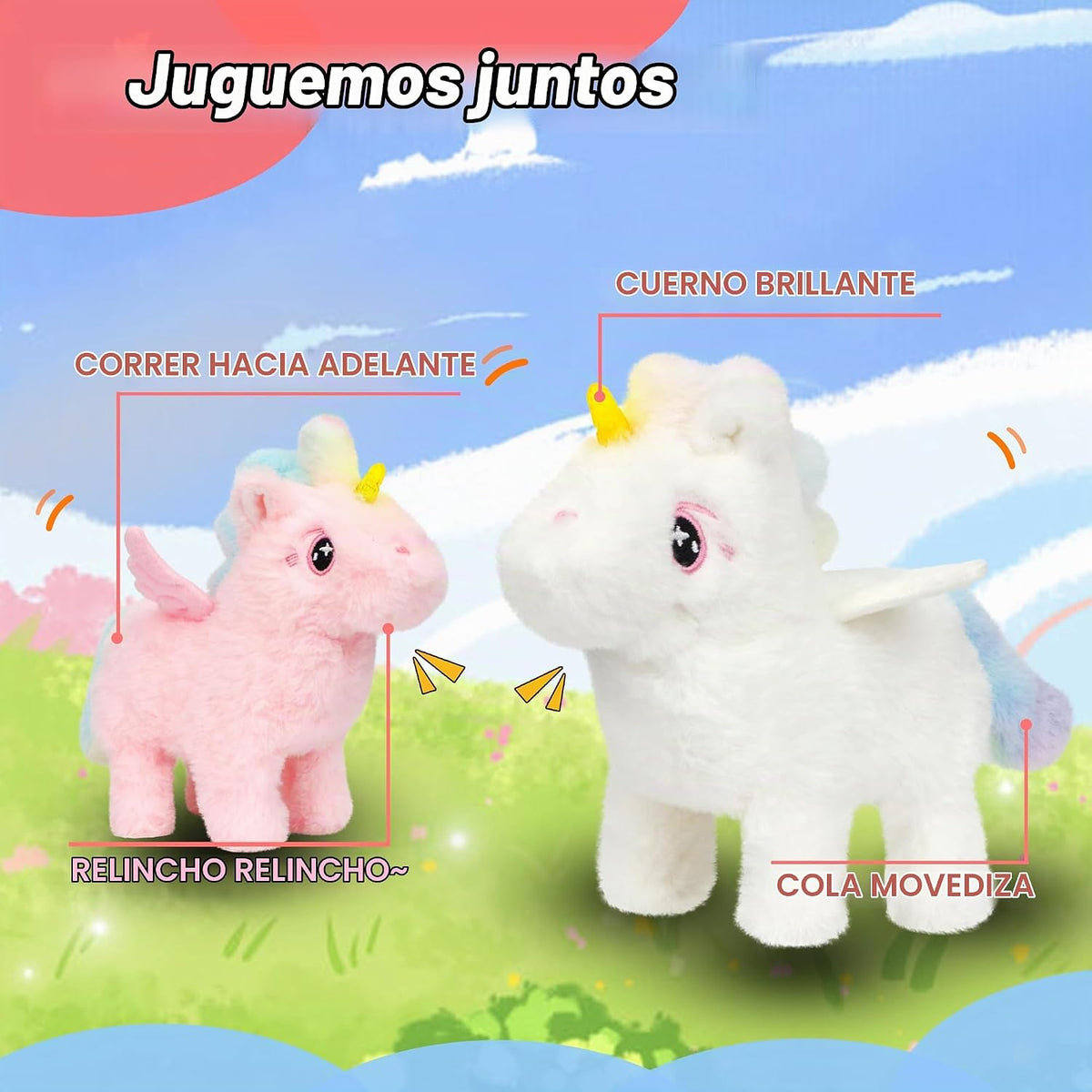 Hopearl Unicornio caminante con cuerno brillante, juguete electróni...