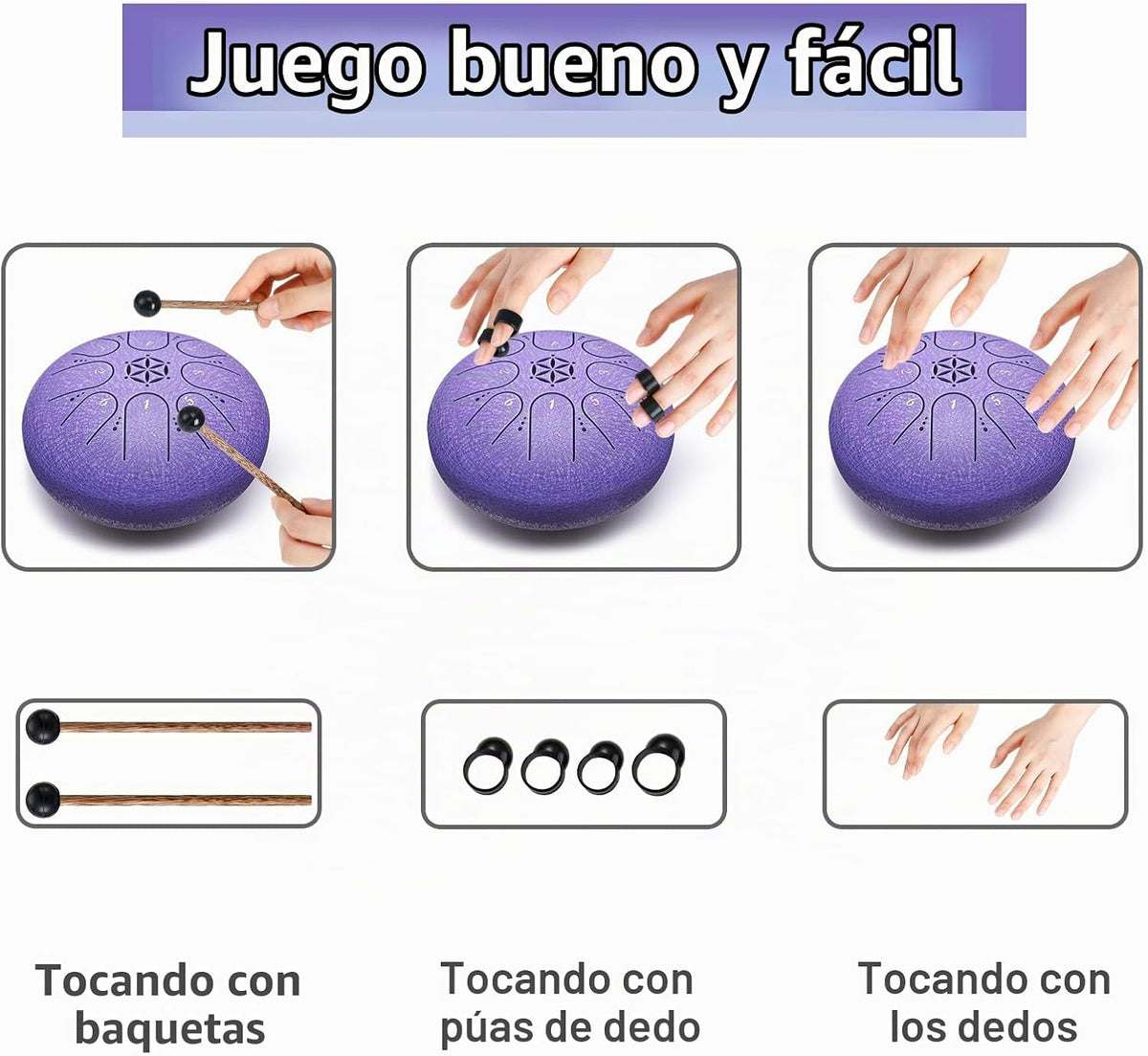 Tambor de lengua de acero 6 pulgadas 8 notas instrumento musical, r...