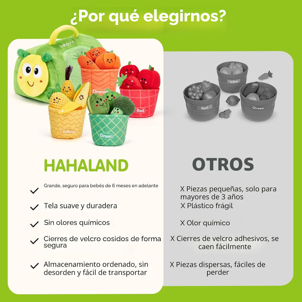 hahaland Juguetes Montessori para niños de 1 año - Frutas para bebé...