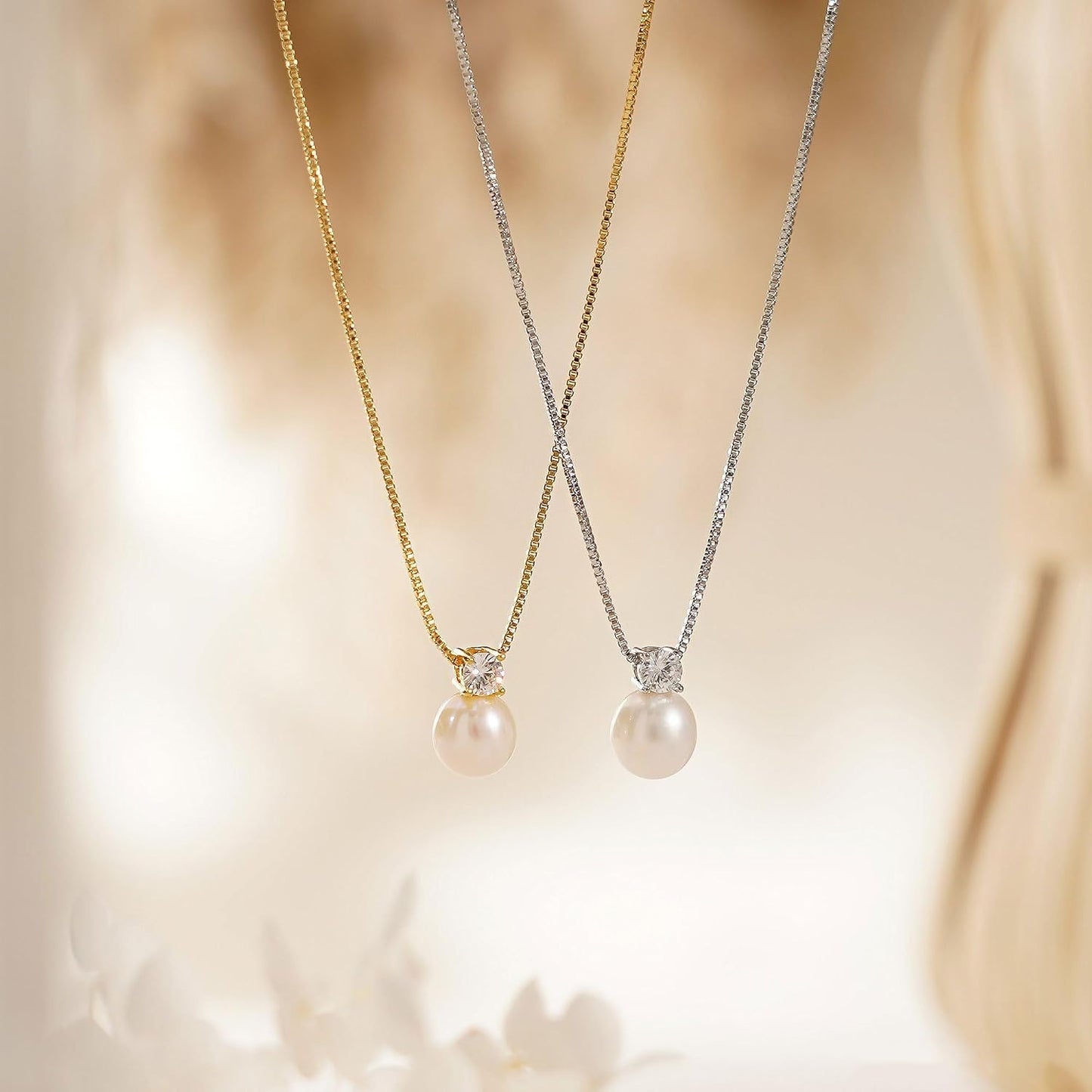 WFYOU Collares de perlas para mujer, collar de perlas redondas de a...