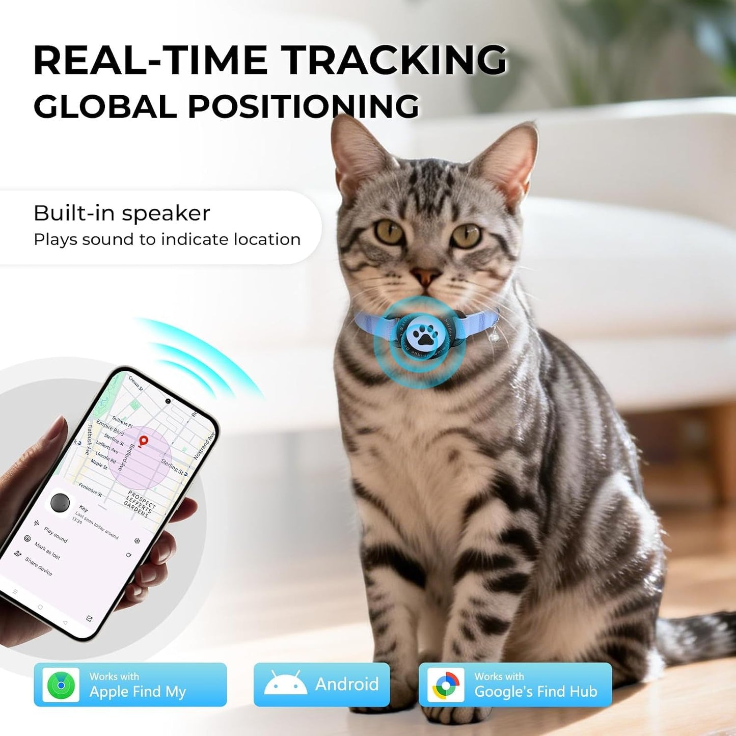Collar de seguimiento GPS para gatos (iOS y Android), mini rastread...
