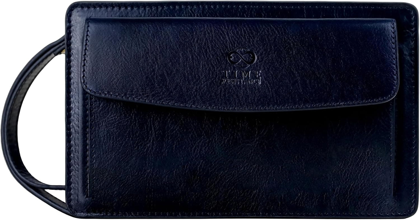 Time Resistance Bolso de mano de cuero para hombre, organizador de...