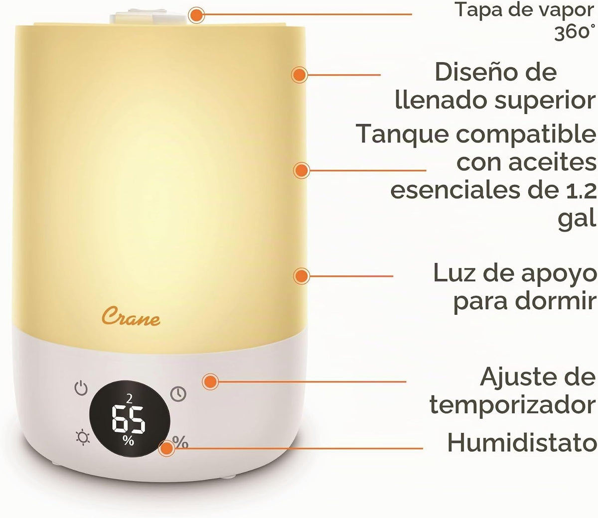 Crane Humidificador 3 en 1 ultra silencioso, difusor de aroma de ac...