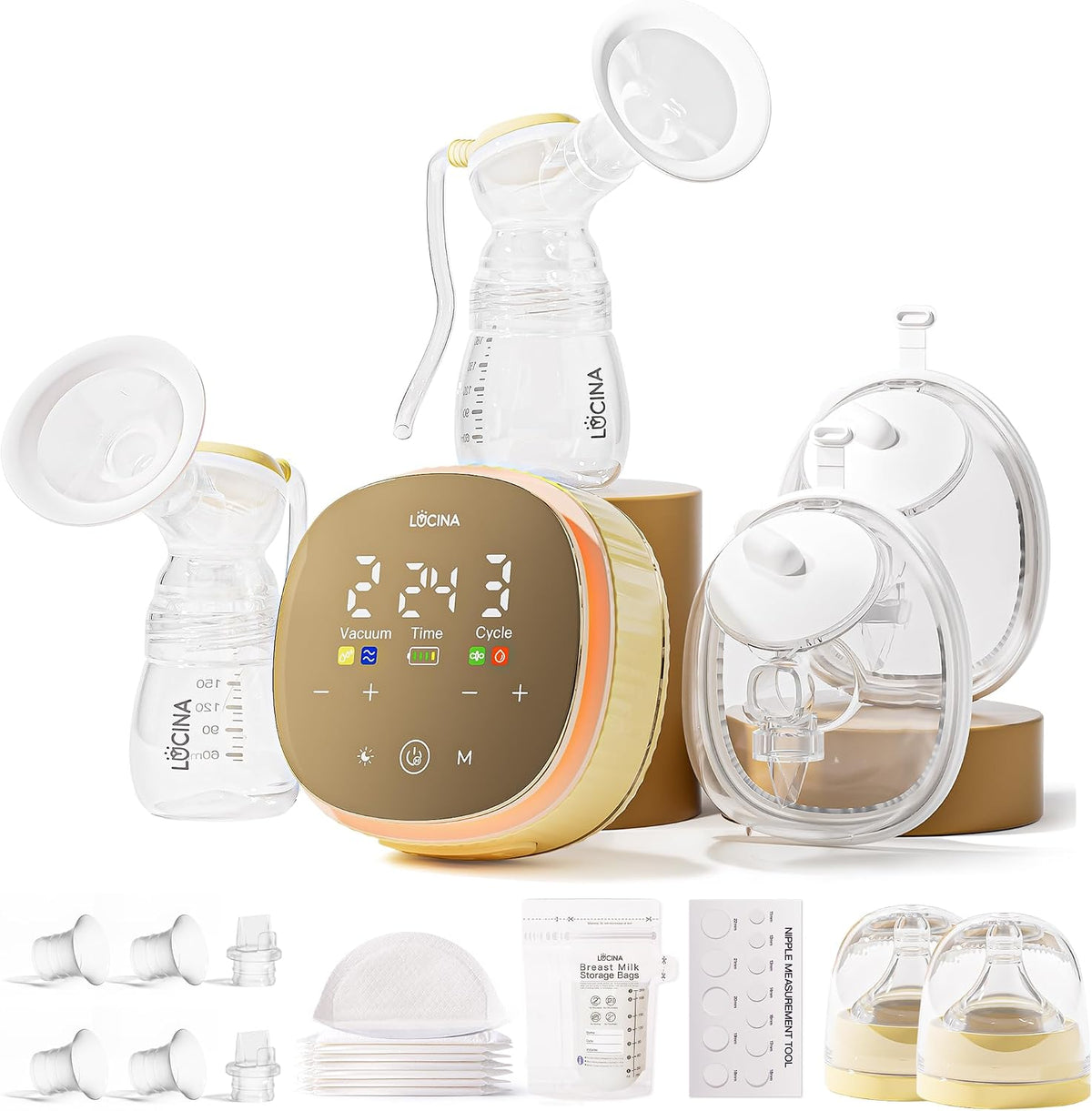 Lucina - Extractor de leche portátil, 4400 mAh, grado hospitalario,...