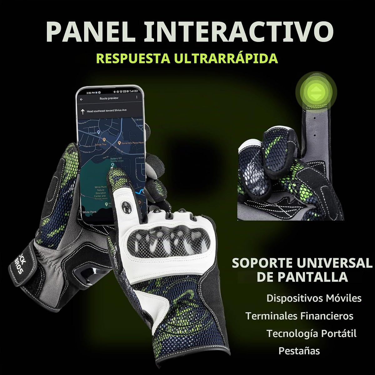 ROCKBROS Guantes de cuero para motocicleta para hombre, protección...