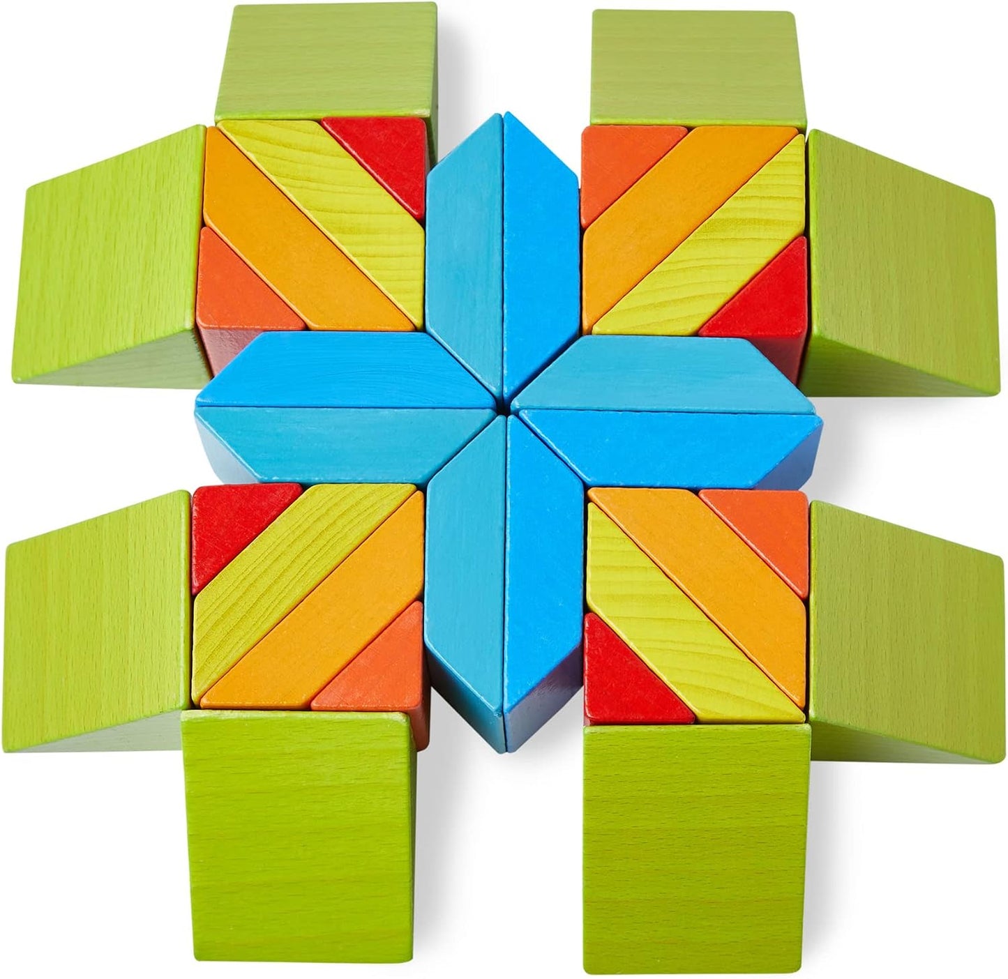 HABA Juego de arreglos 3D de mosaico de madera, bloques de construc...