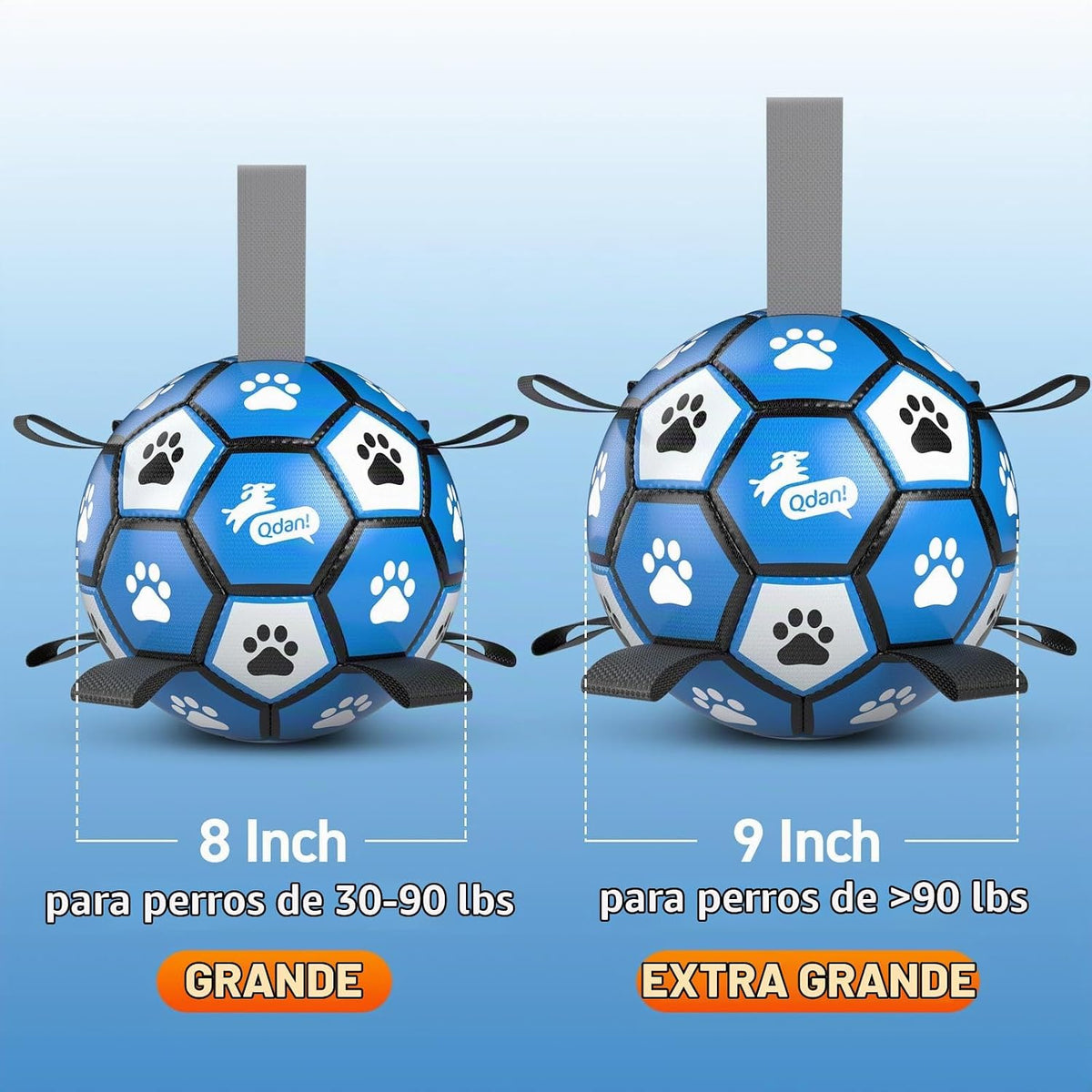 QDAN Pelota de fútbol extra grande para perros, pelotas duraderas c...