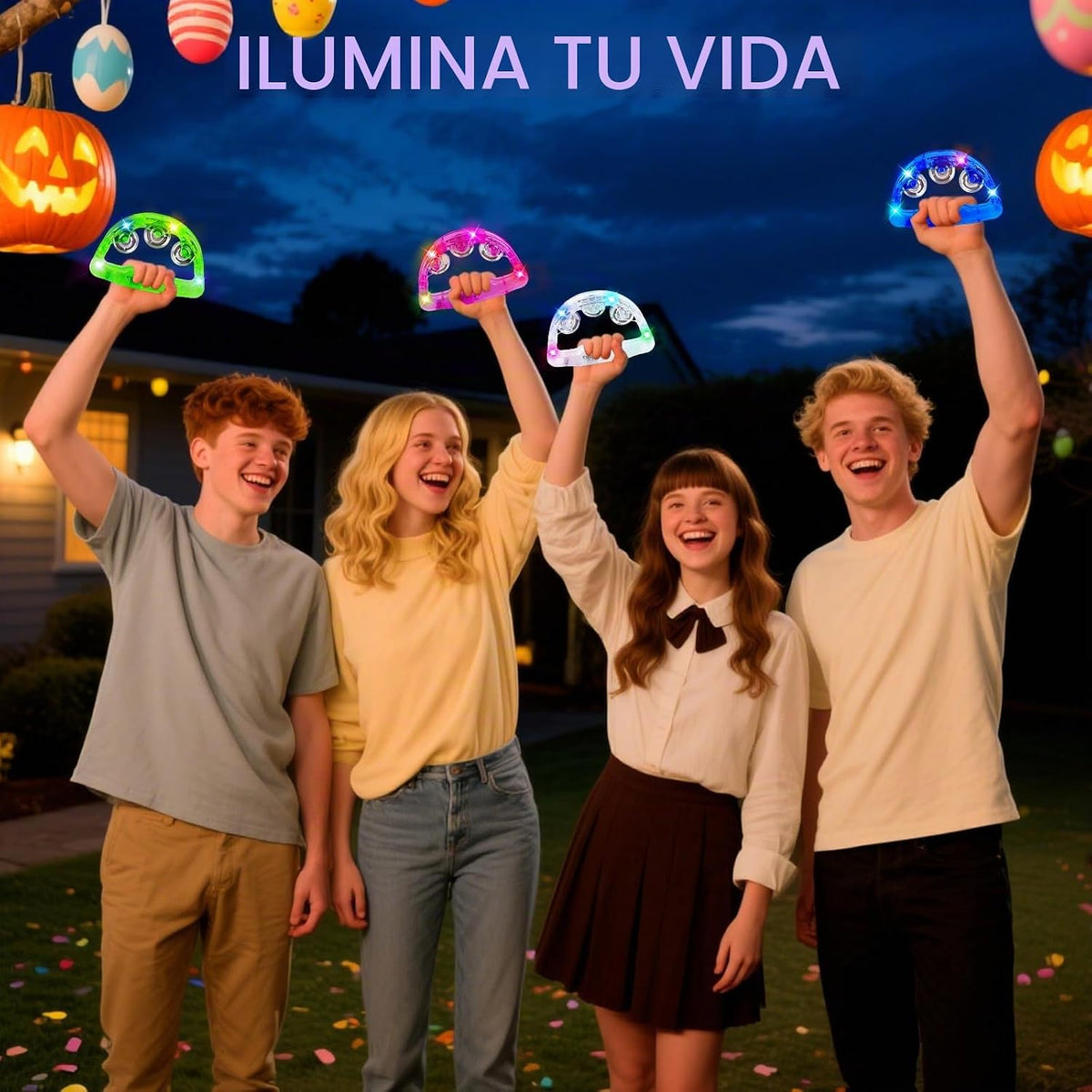 Panderetas musicales con luz LED: pandereta intermitente que brilla...
