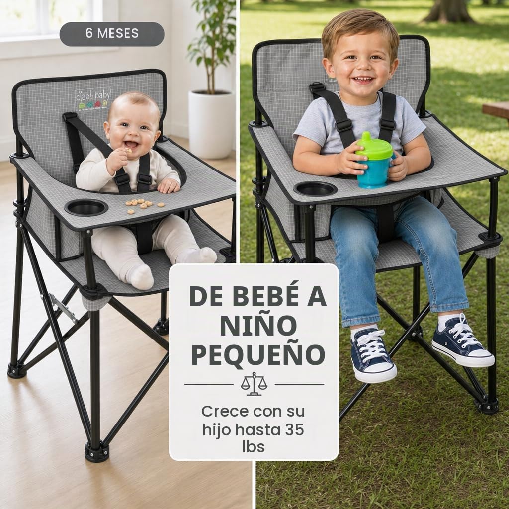 ciao! baby Silla alta portátil para bebés y niños pequeños, silla d...