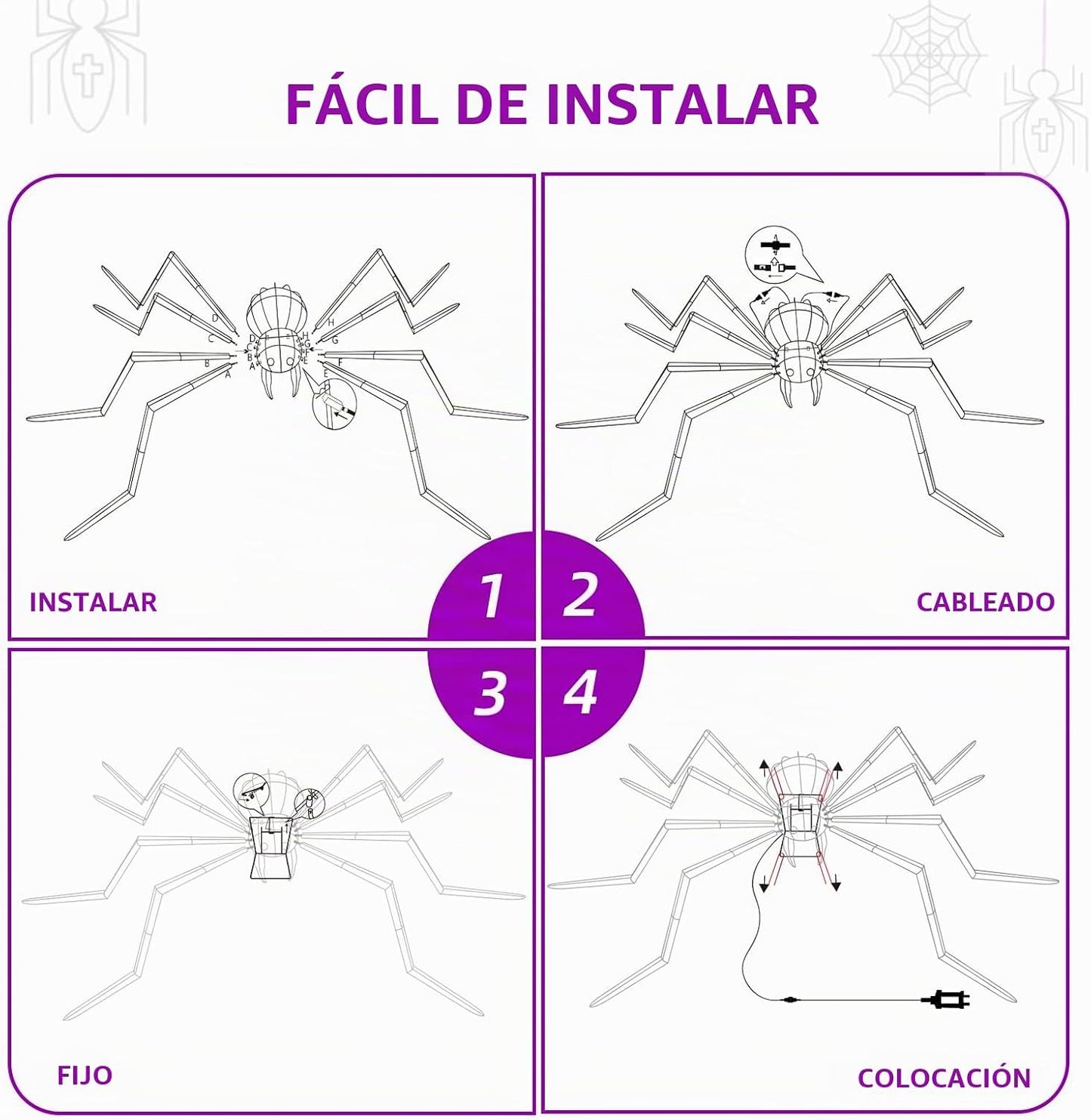 HOYECHI Decoraciones de Halloween araña gigante de 6.8 pies, decora...