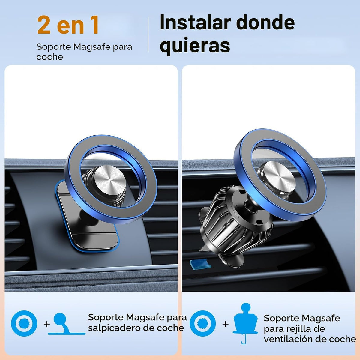 Kaistyle Soporte de coche Magsafe 20 imanes fuertes: soporte magnét...