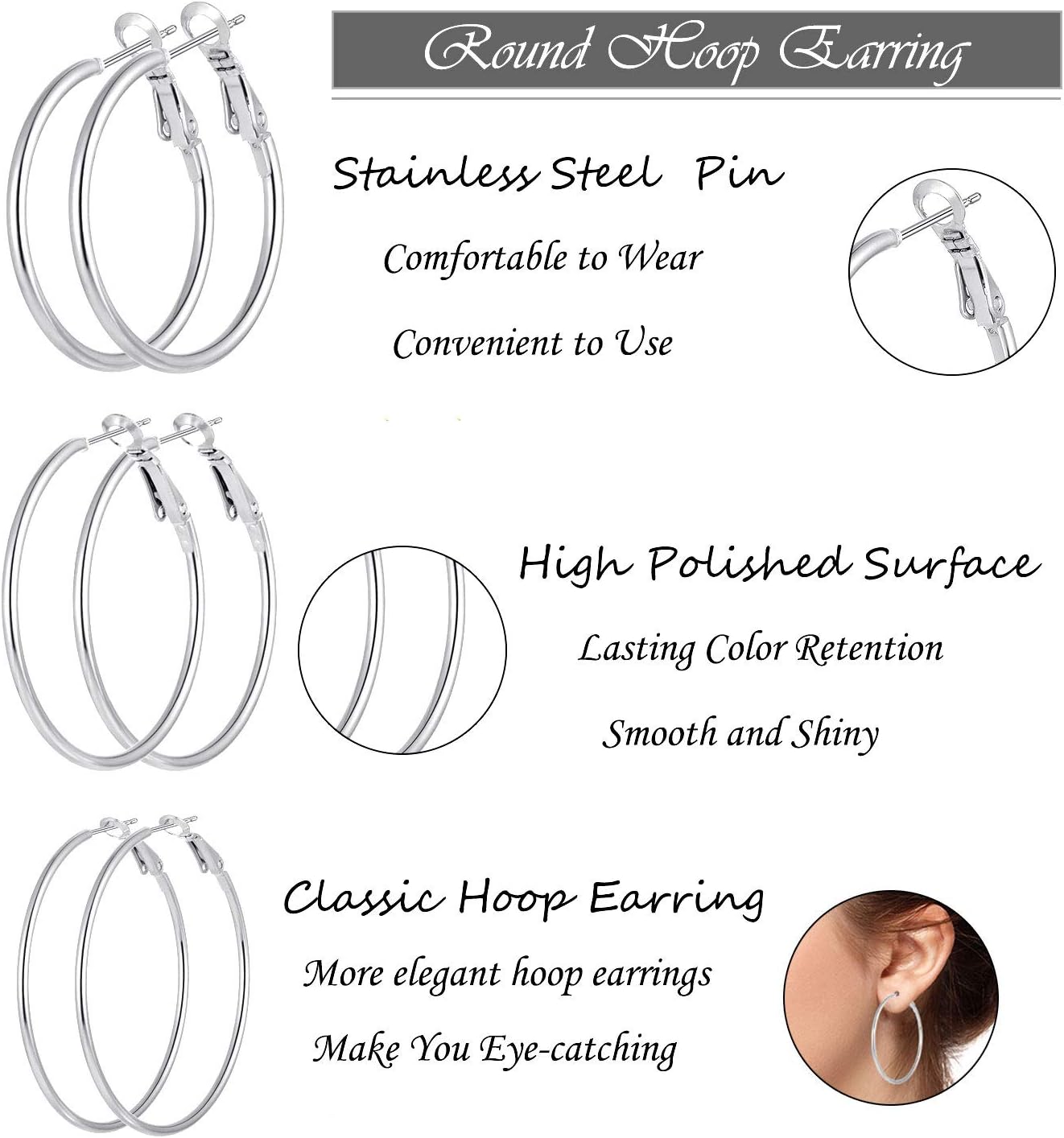 5\/12 Pares Pendientes de Aro Chapados en Oro y Plata para Mujer, J...