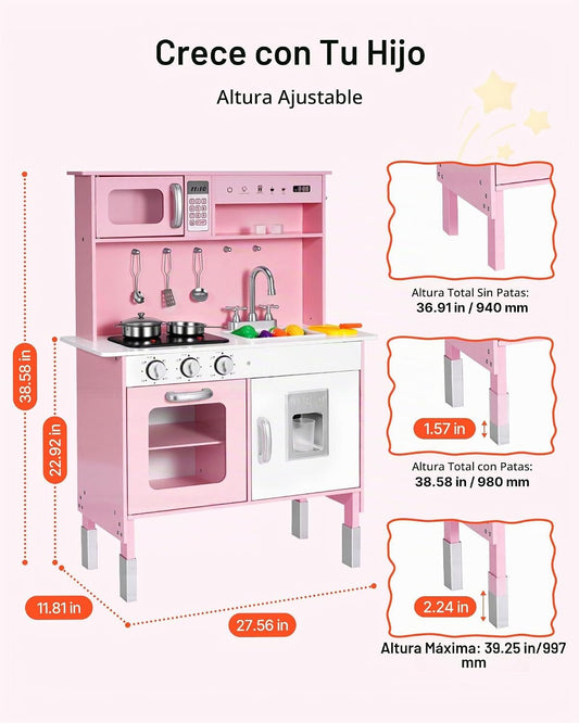 VEVOR Juego de cocina para niños, juego de cocina de madera para ni...