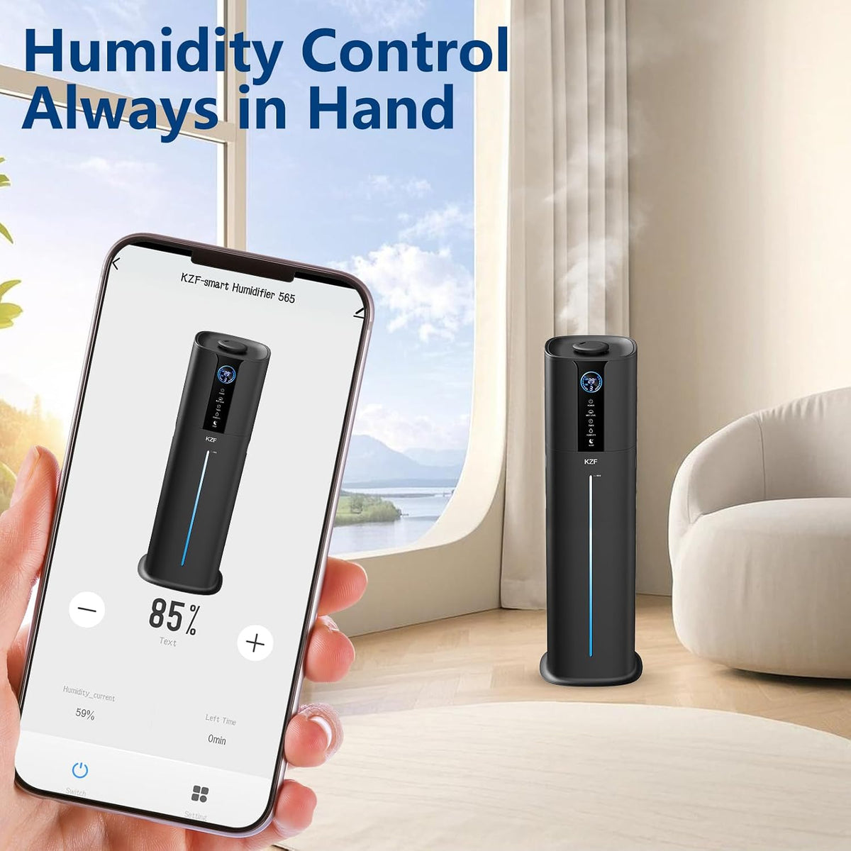 KZF Humidificadores inteligentes de 9L para dormitorio, habitación...