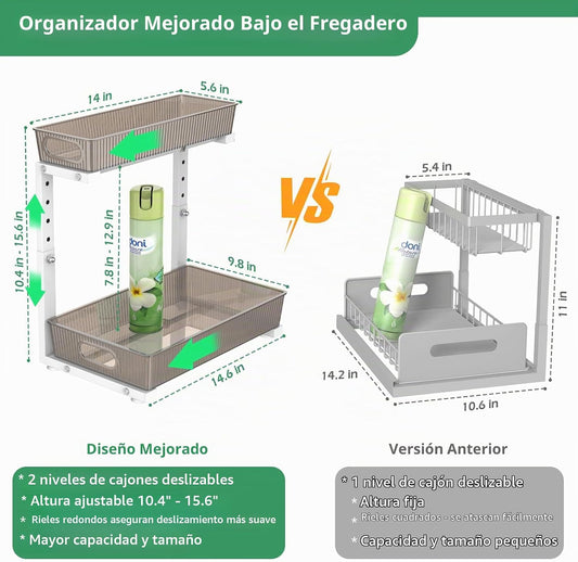 ADRIMER Organizador para debajo del fregadero, 2 unidades, organiza...