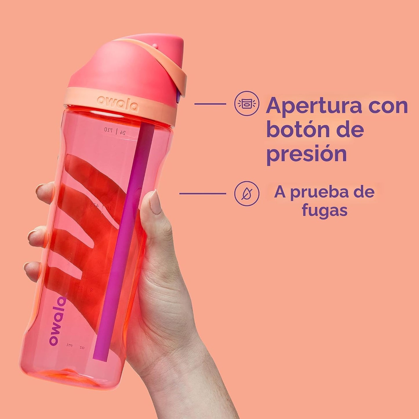 Owala FreeSip - Botella de agua de plástico Tritan transparente con...