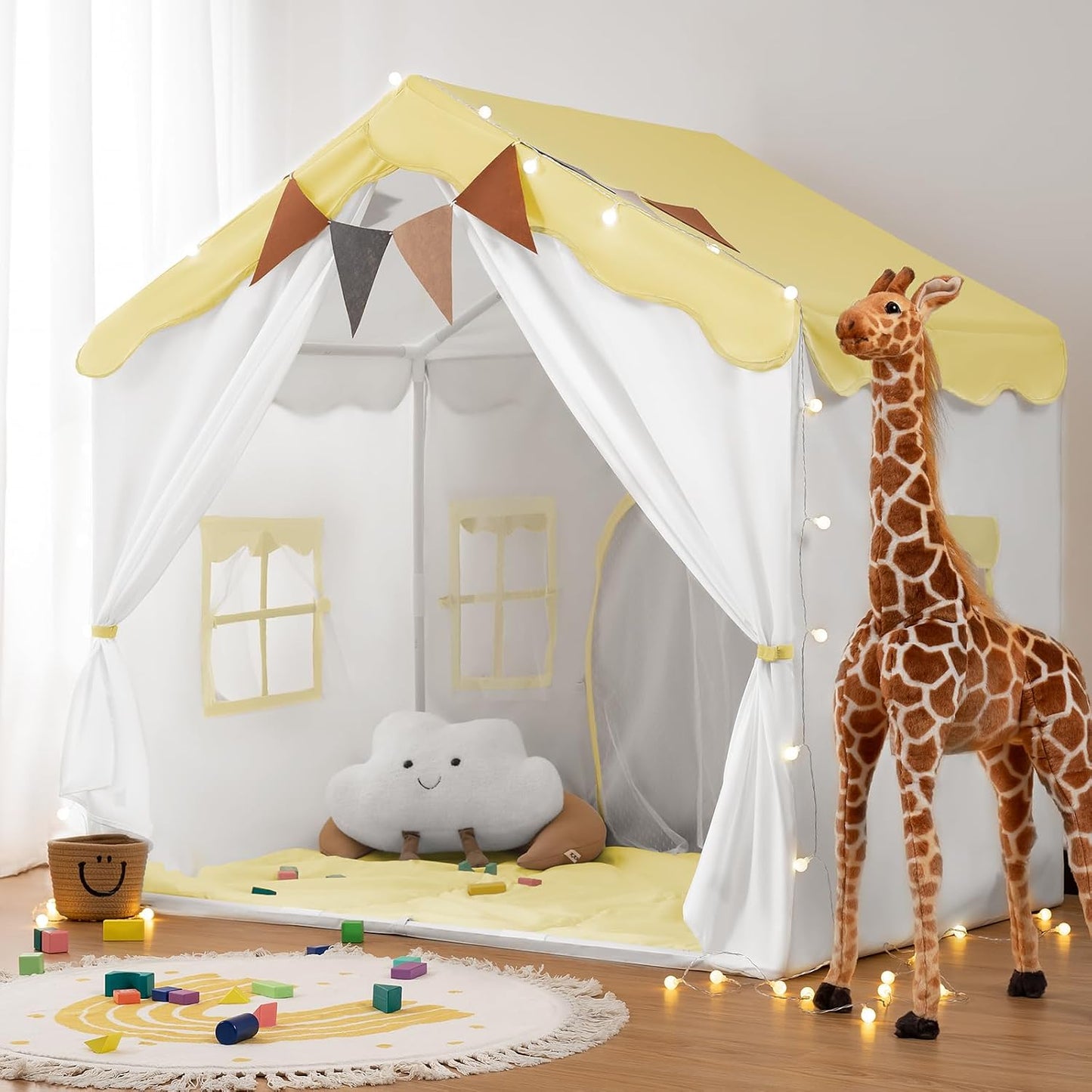 Besrey Tienda de campaña para niños 2 en 1 con alfombrilla acolchad...