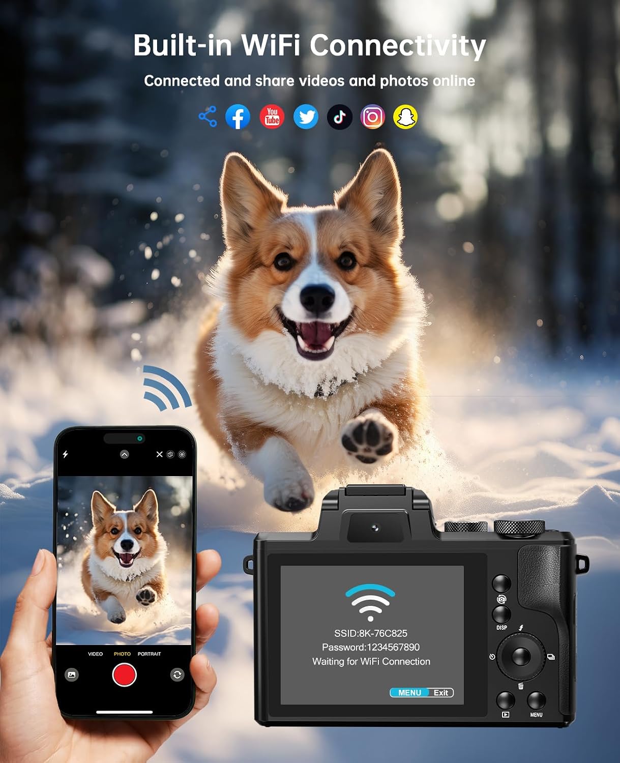 Cámara digital 8K, cámaras con enfoque automático de 88MP para foto...